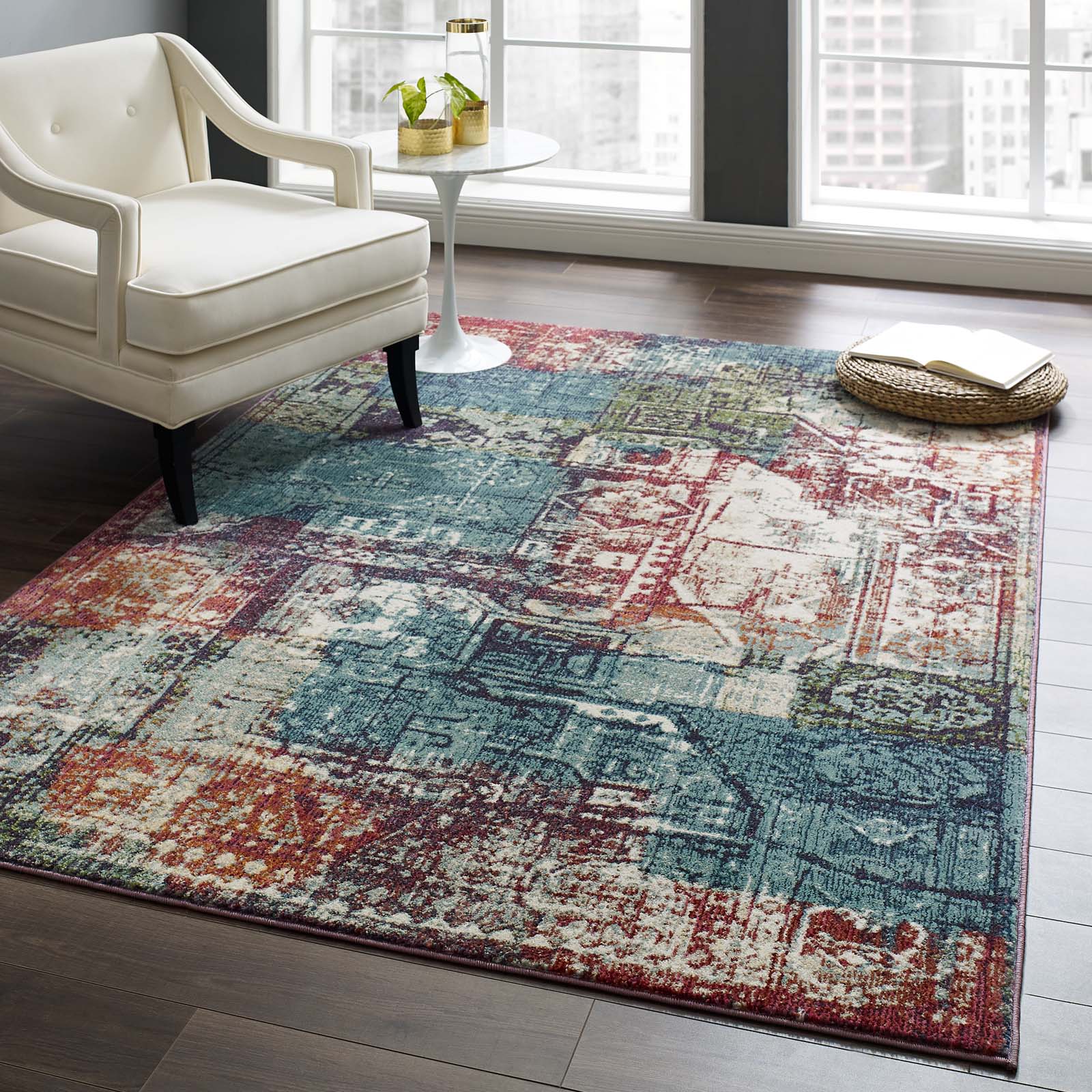 Tribute Elowen Contemporary Modern Vintage Mosaic 5x8 Area Rug-Indoor Area Rug-Modway-Wall2Wall Furnishings