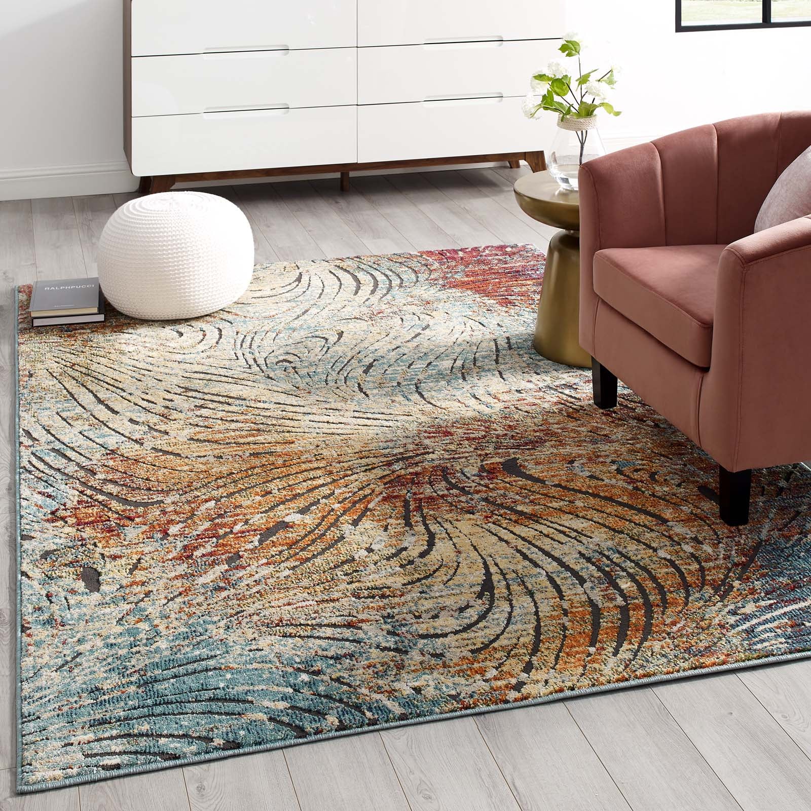 Tribute Ember Contemporary Modern Vintage Mosaic 5x8 Area Rug-Area Rug-Modway-Wall2Wall Furnishings
