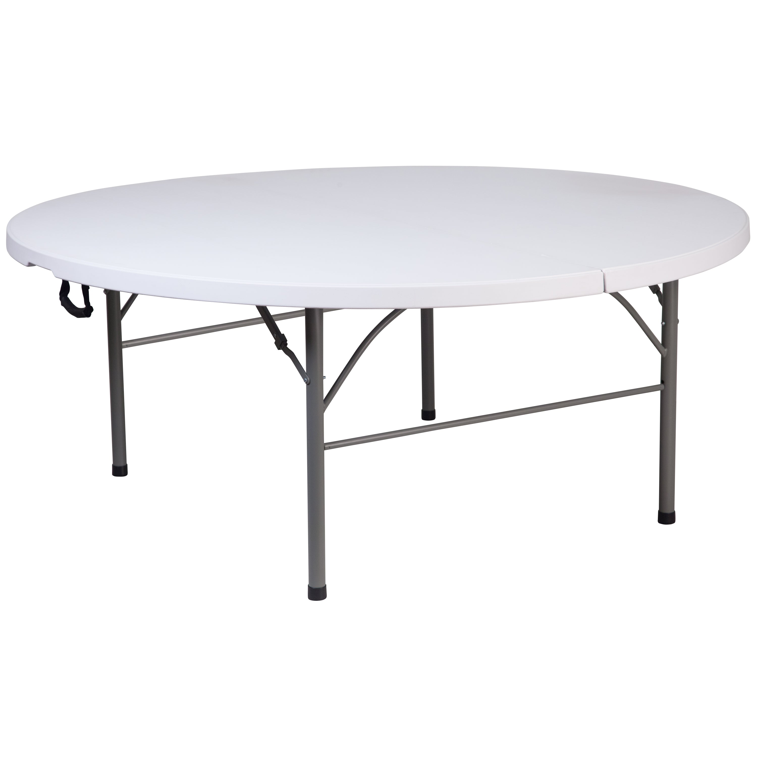 5.89-Foot Round Bi-Fold Plastic Banquet and Event Folding Table with Carrying Handle-Round Plastic Folding Table-Flash Furniture-Wall2Wall Furnishings