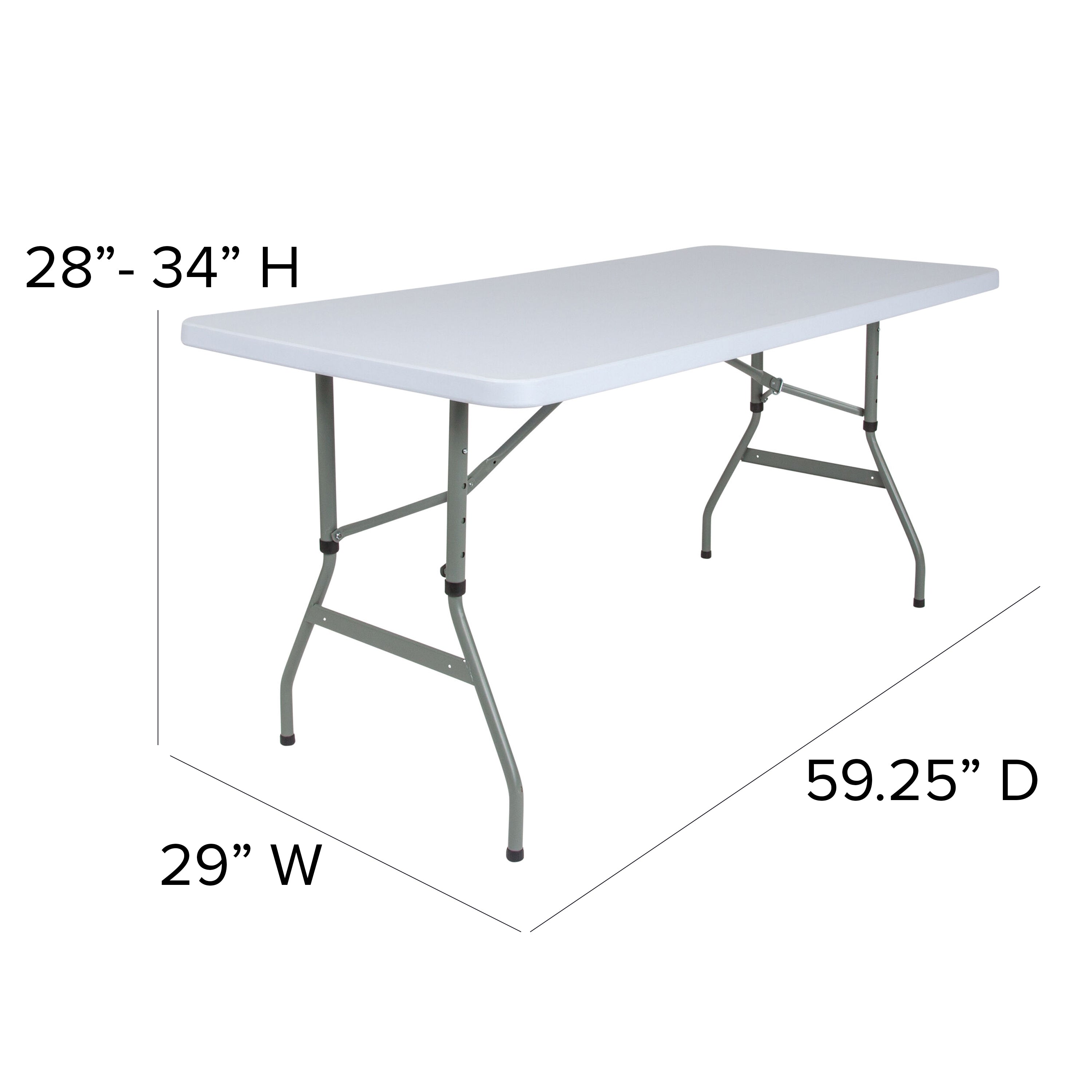 4.93-Foot Height Adjustable Plastic Folding Table-Rectangular Plastic Folding Table-Flash Furniture-Wall2Wall Furnishings