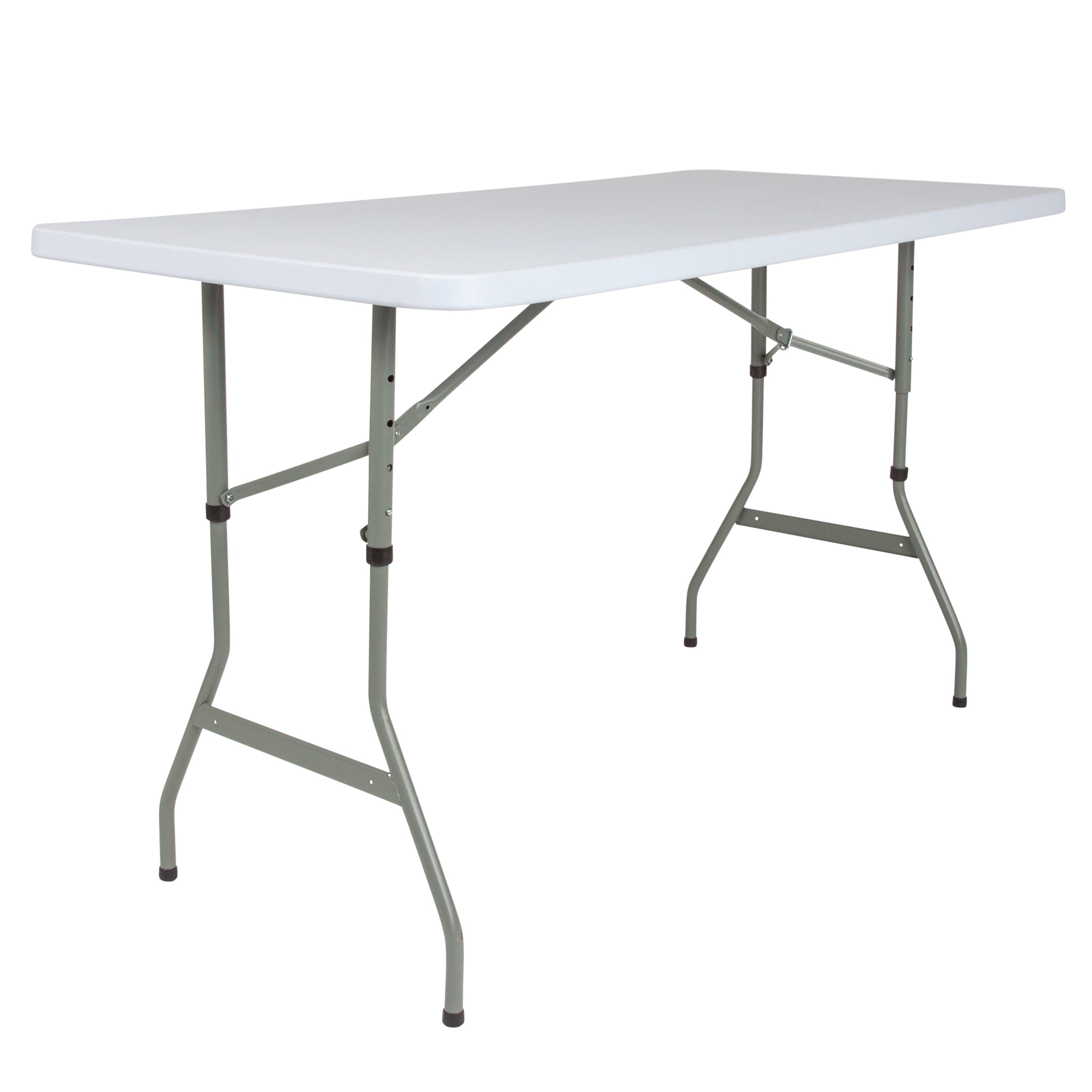 4.93-Foot Height Adjustable Plastic Folding Table-Rectangular Plastic Folding Table-Flash Furniture-Wall2Wall Furnishings
