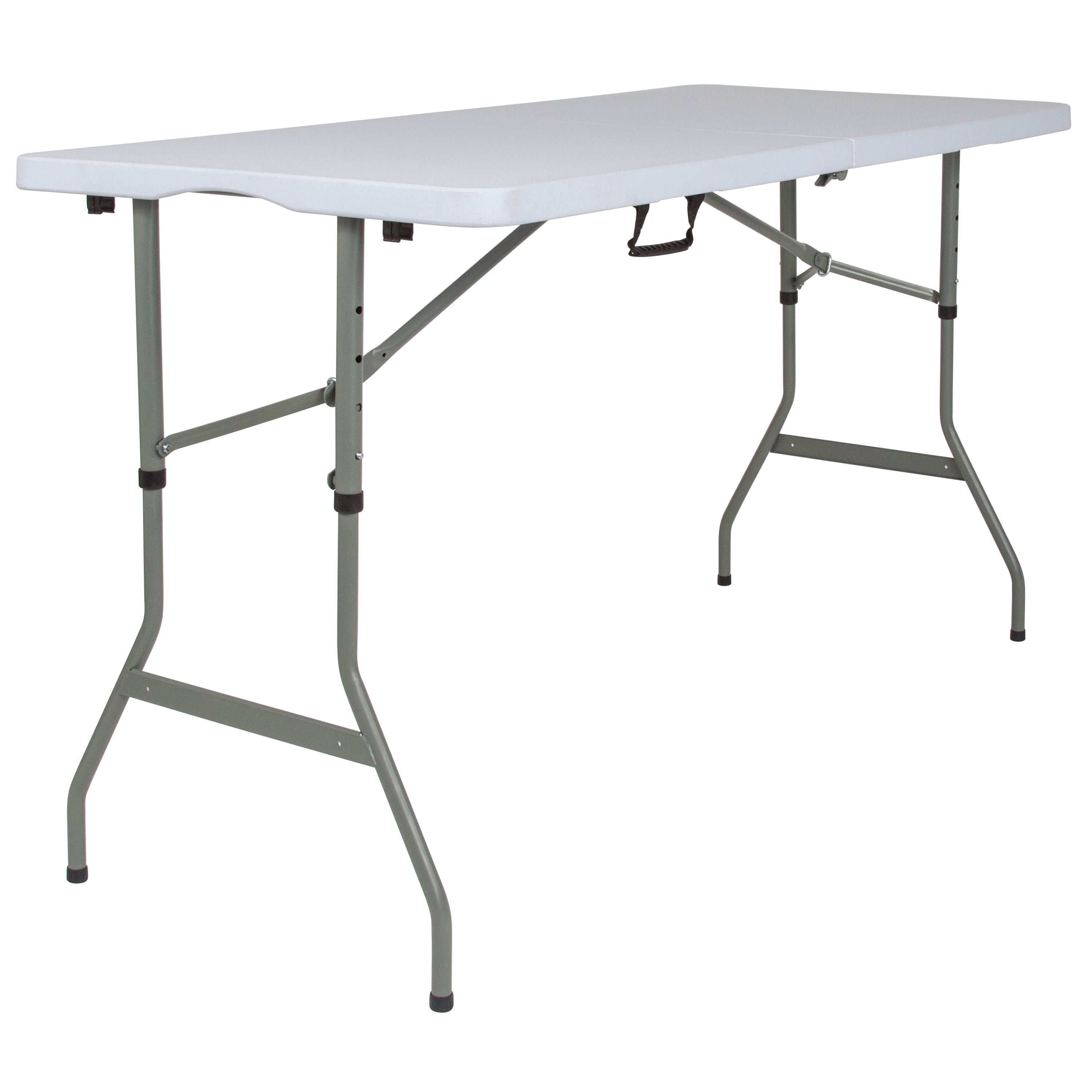 5-Foot Height Adjustable Bi-Fold Plastic Banquet and Event Folding Table with Carrying Handle-Rectangular Plastic Folding Table-Flash Furniture-Wall2Wall Furnishings