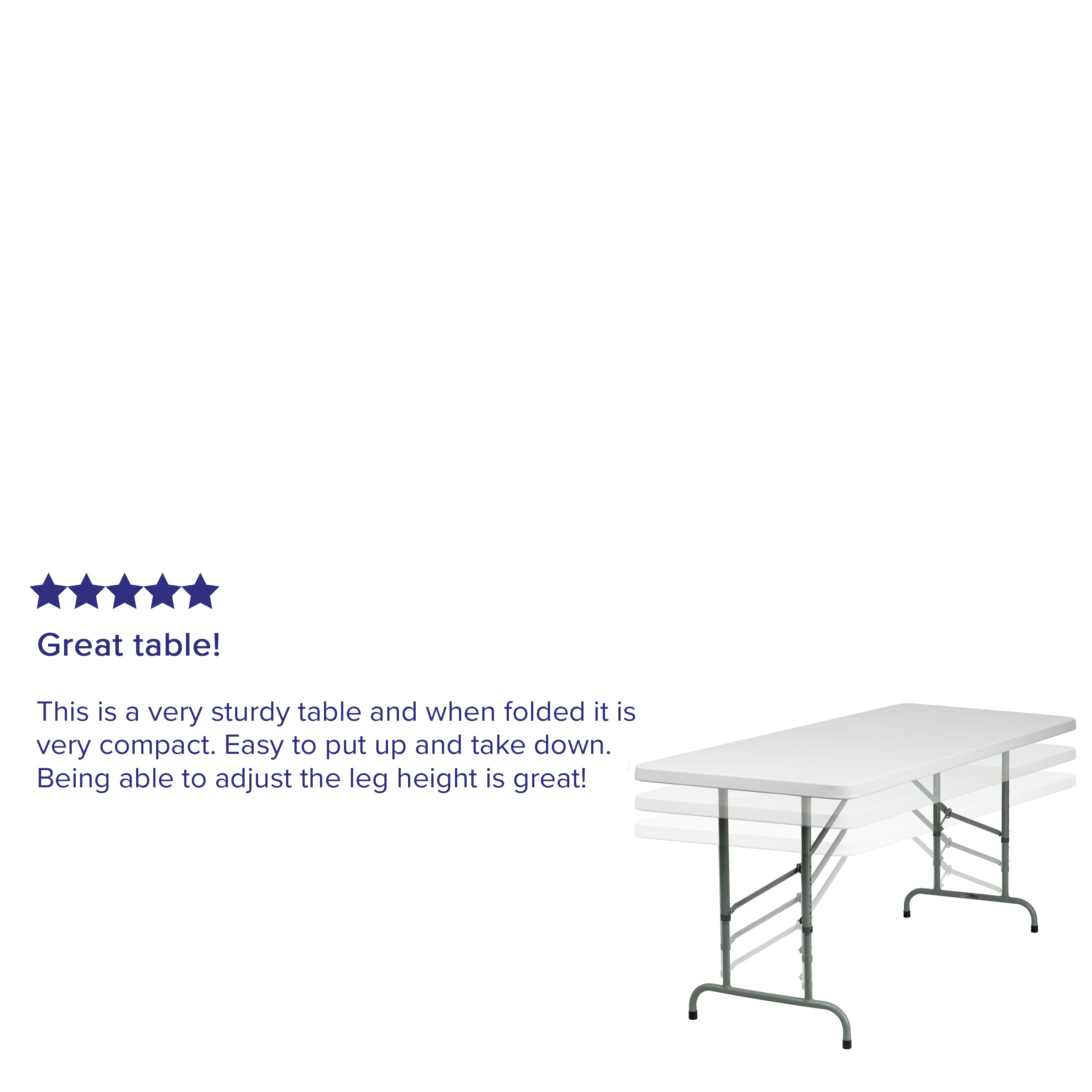 6-Foot Height Adjustable Plastic Folding Table-Rectangular Plastic Folding Table-Flash Furniture-Wall2Wall Furnishings