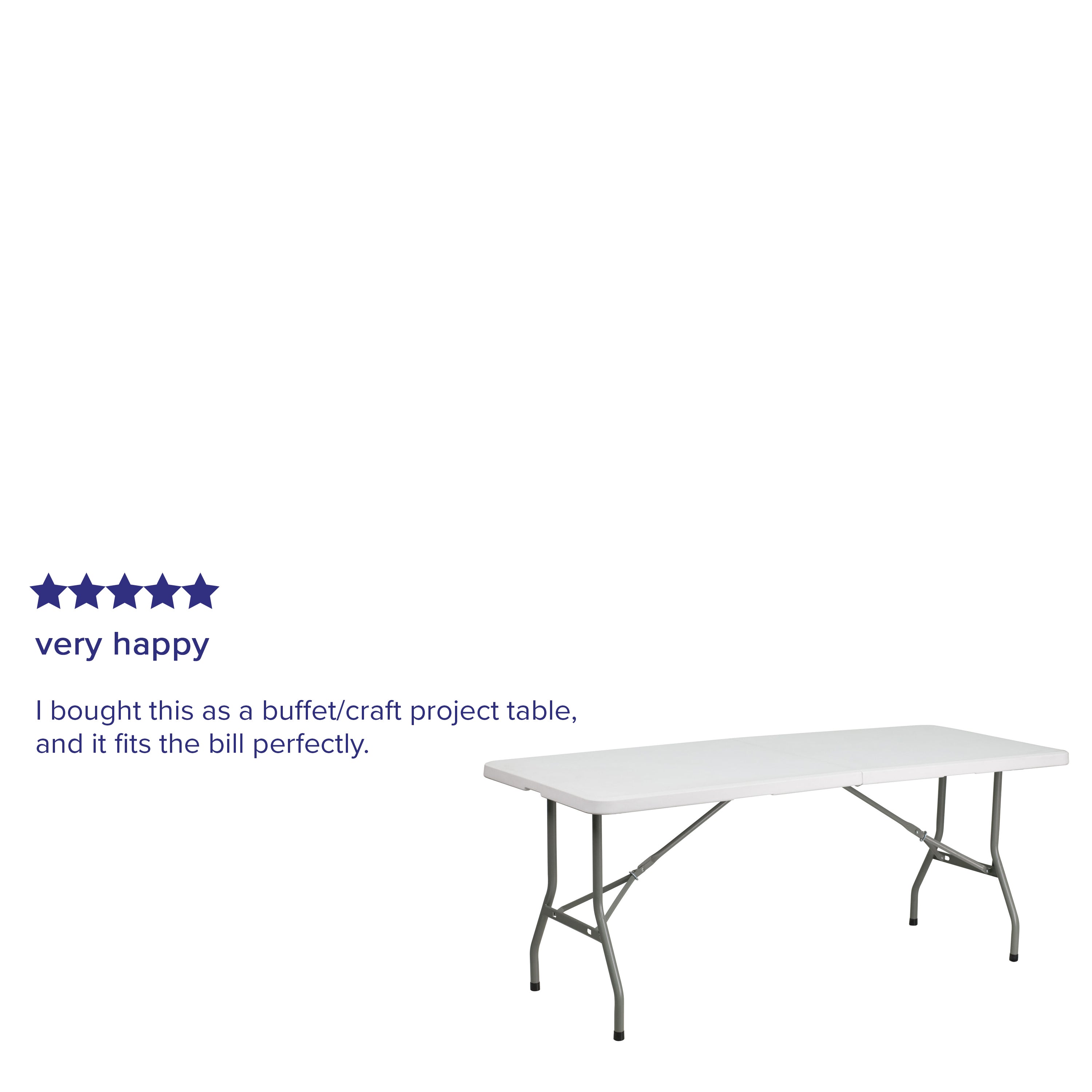 6-Foot Bi-Fold Plastic Folding Table-Rectangular Plastic Folding Table-Flash Furniture-Wall2Wall Furnishings