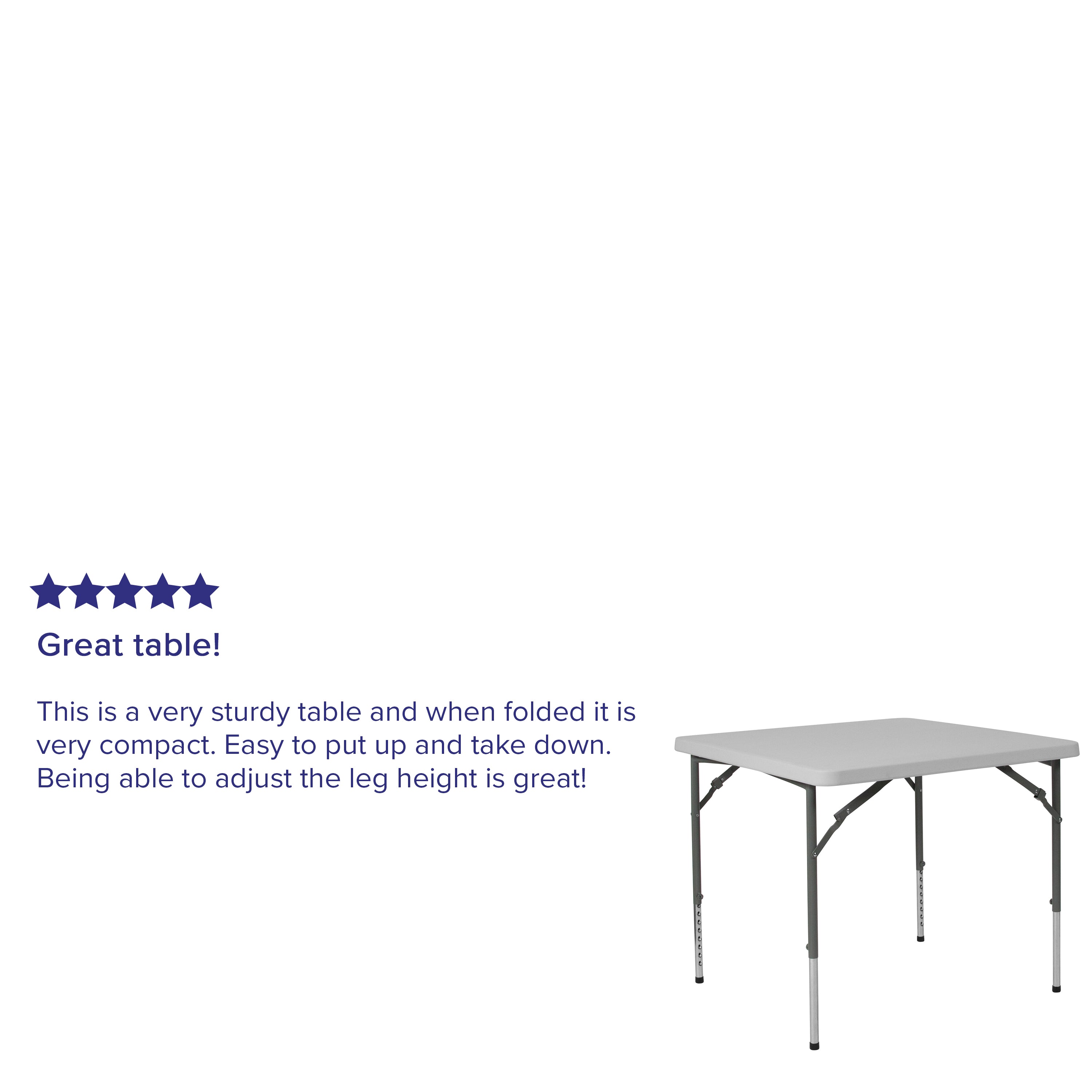 2.79-Foot Square Height Adjustable Plastic Folding Table-Square Plastic Folding Table-Flash Furniture-Wall2Wall Furnishings