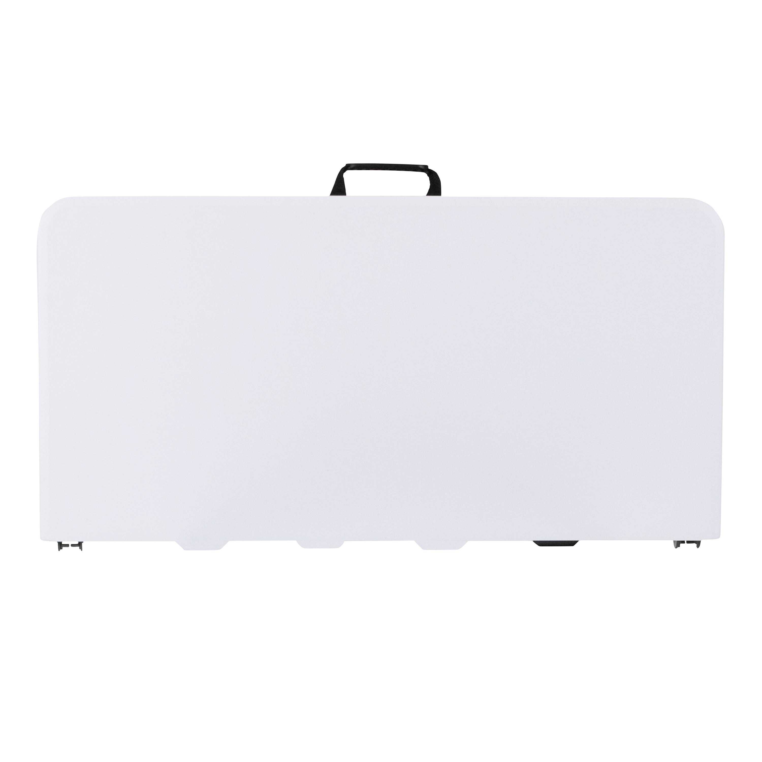 2.79-Foot Square Bi-Fold Plastic Folding Table with Carrying Handle-Square Plastic Folding Table-Flash Furniture-Wall2Wall Furnishings
