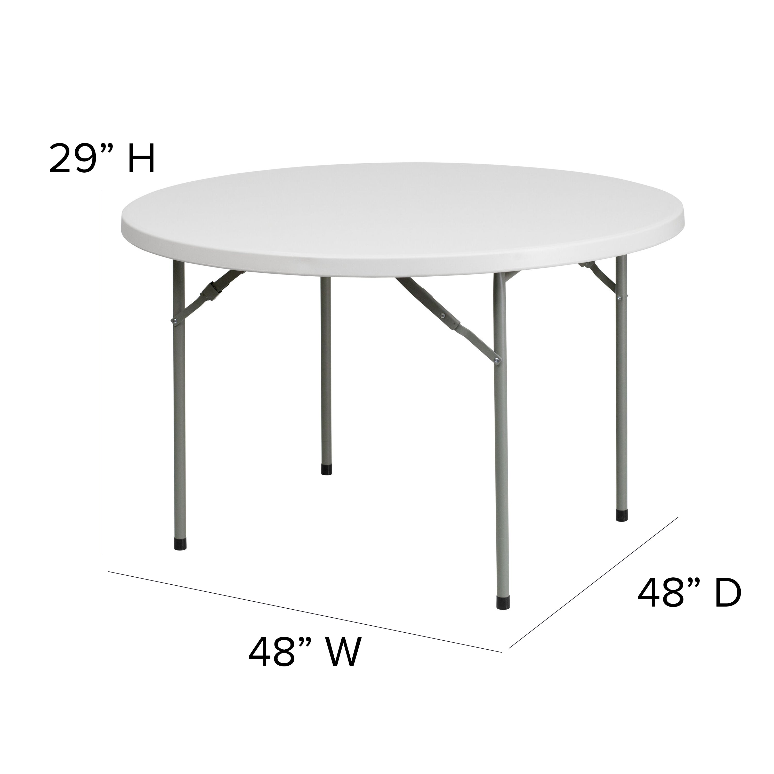 4-Foot Round Plastic Folding Table-Round Plastic Folding Table-Flash Furniture-Wall2Wall Furnishings