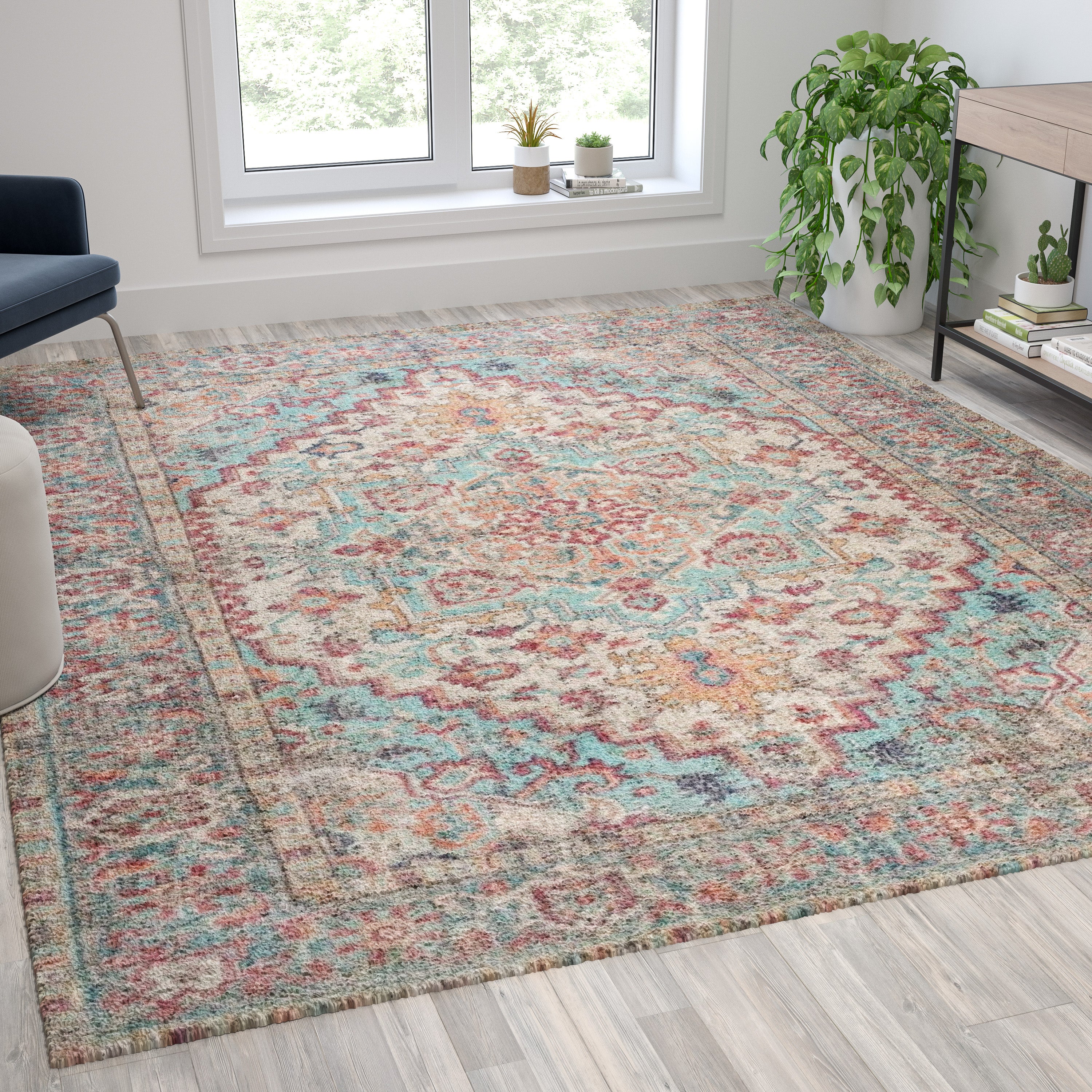 Distressed Vintage Medallion Area Rug