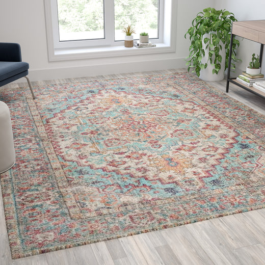 Distressed Vintage Medallion Area Rug