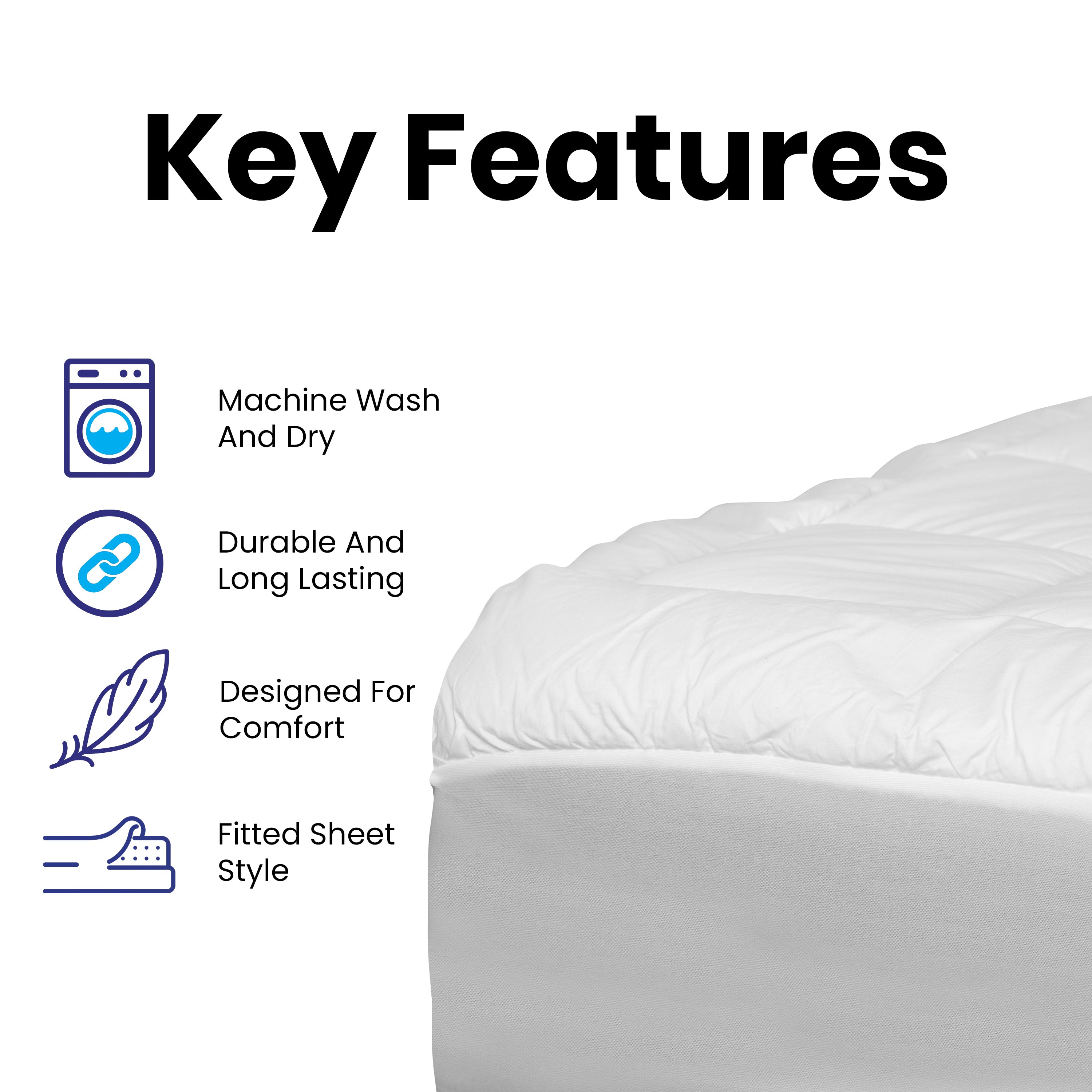 Capri Comfortable Sleep Mattress Pad - Cotton Top - Deep Pockets - Hypoallergenic