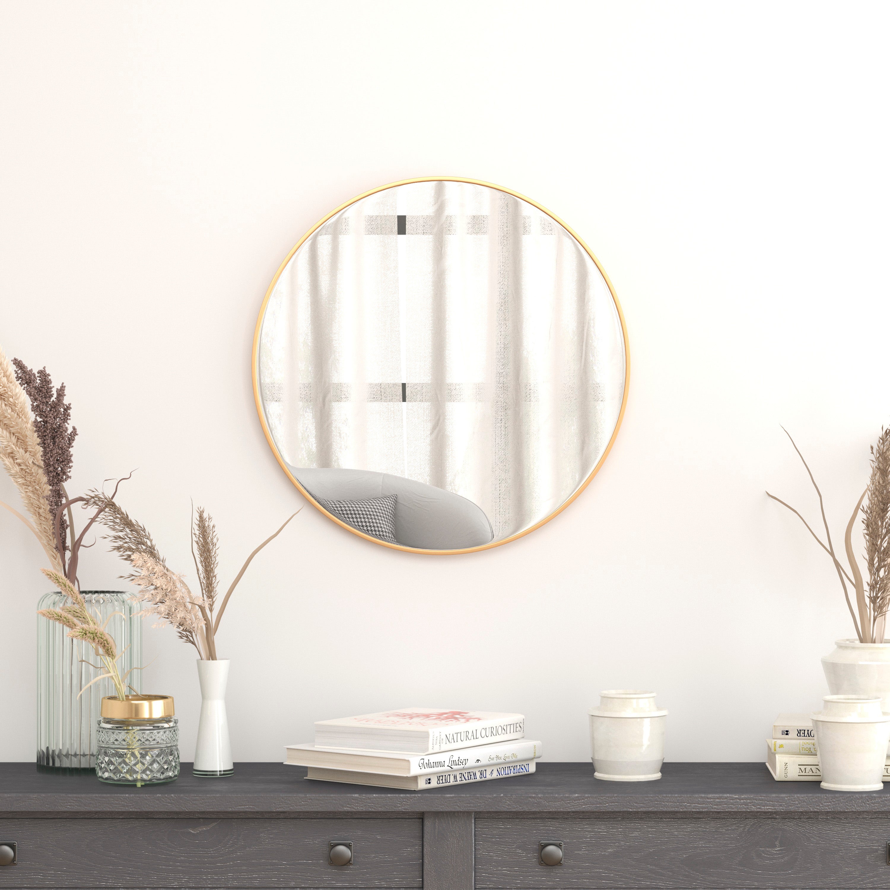 Metal Framed Wall Mirror - Large Accent Mirror for Bathroom, Vanity, Entryway, Dining Room, & Living Room-Mirror-Flash Furniture-Wall2Wall Furnishings