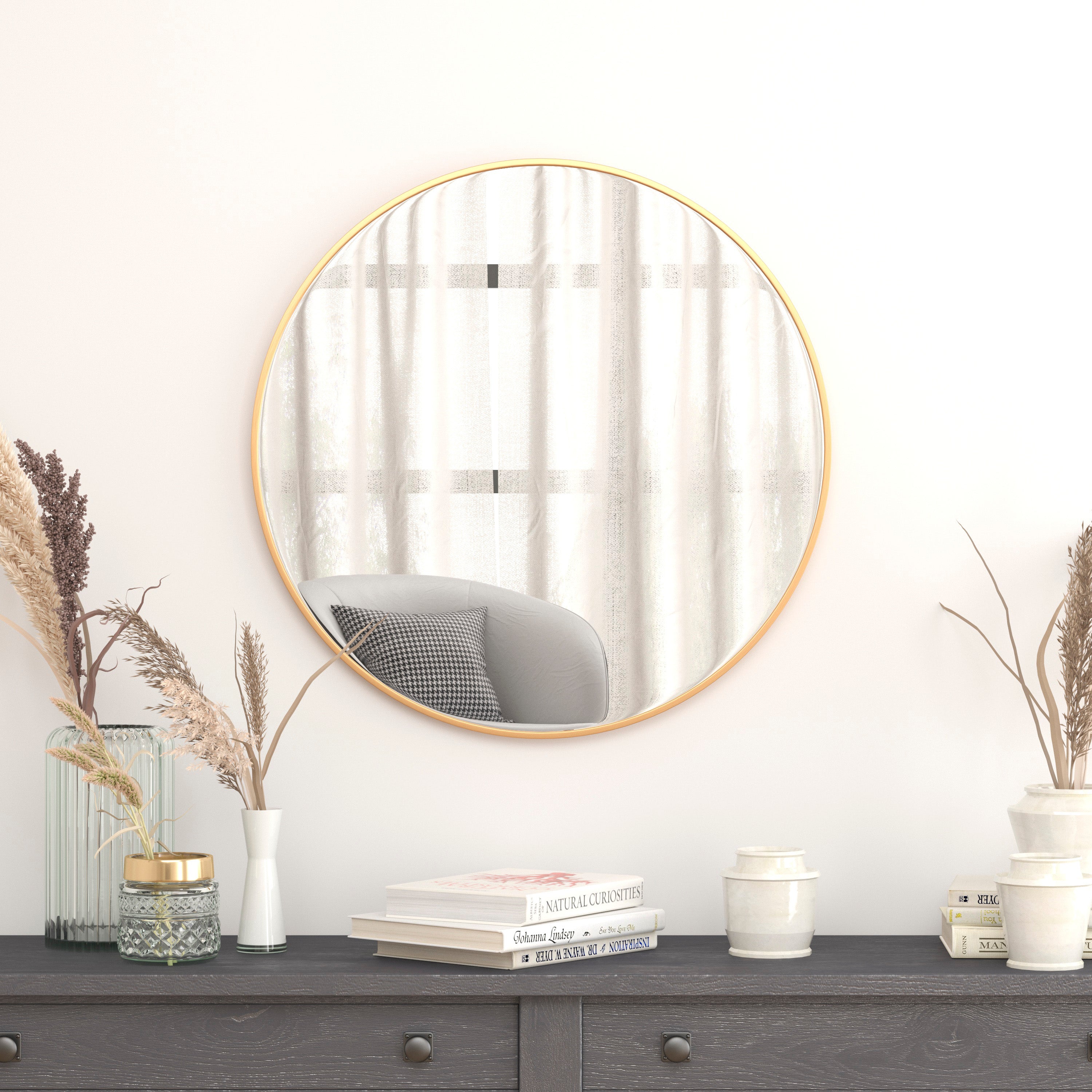 Metal Framed Wall Mirror - Large Accent Mirror for Bathroom, Vanity, Entryway, Dining Room, & Living Room-Mirror-Flash Furniture-Wall2Wall Furnishings