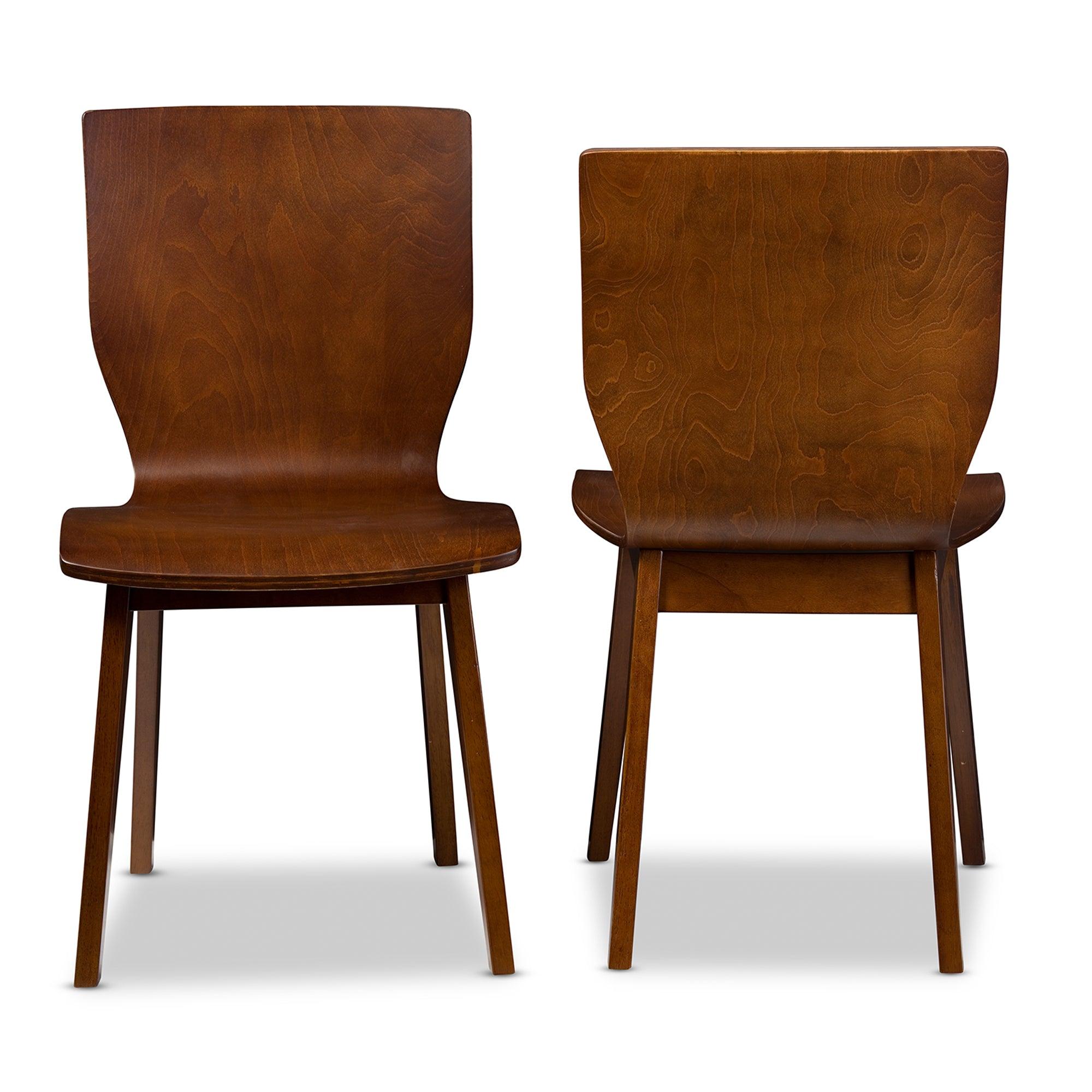 Elsa Mid-century Modern Scandinavian Style Dark Bent Wood Dining Chair (Set of 2)