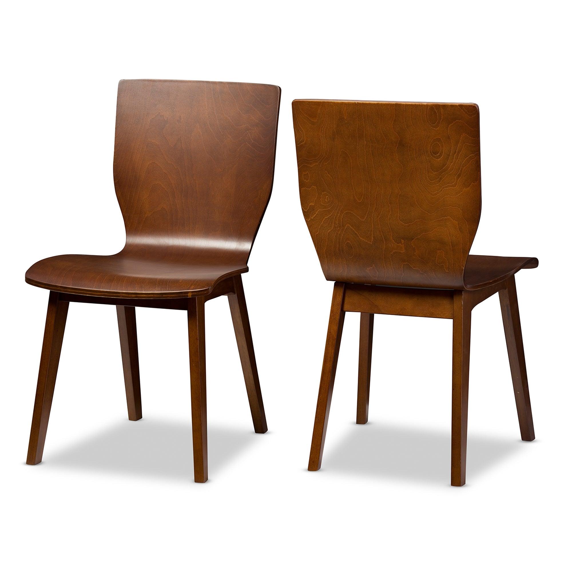 Elsa Mid-century Modern Scandinavian Style Dark Bent Wood Dining Chair (Set of 2)