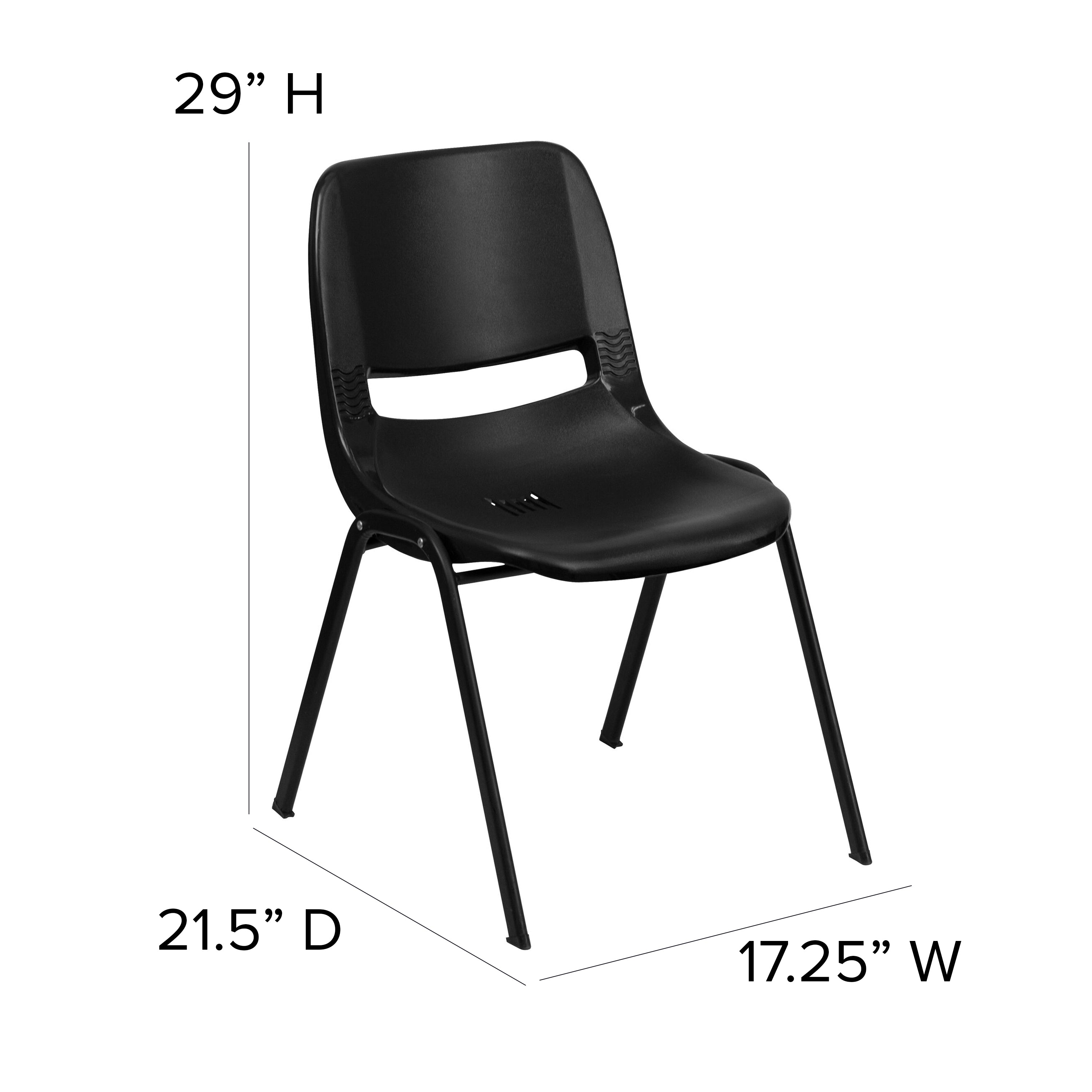 HERCULES Series 661 lb. Capacity Ergonomic Shell Stack Chair with 16'' Seat Height-Plastic Stack Chair-Flash Furniture-Wall2Wall Furnishings