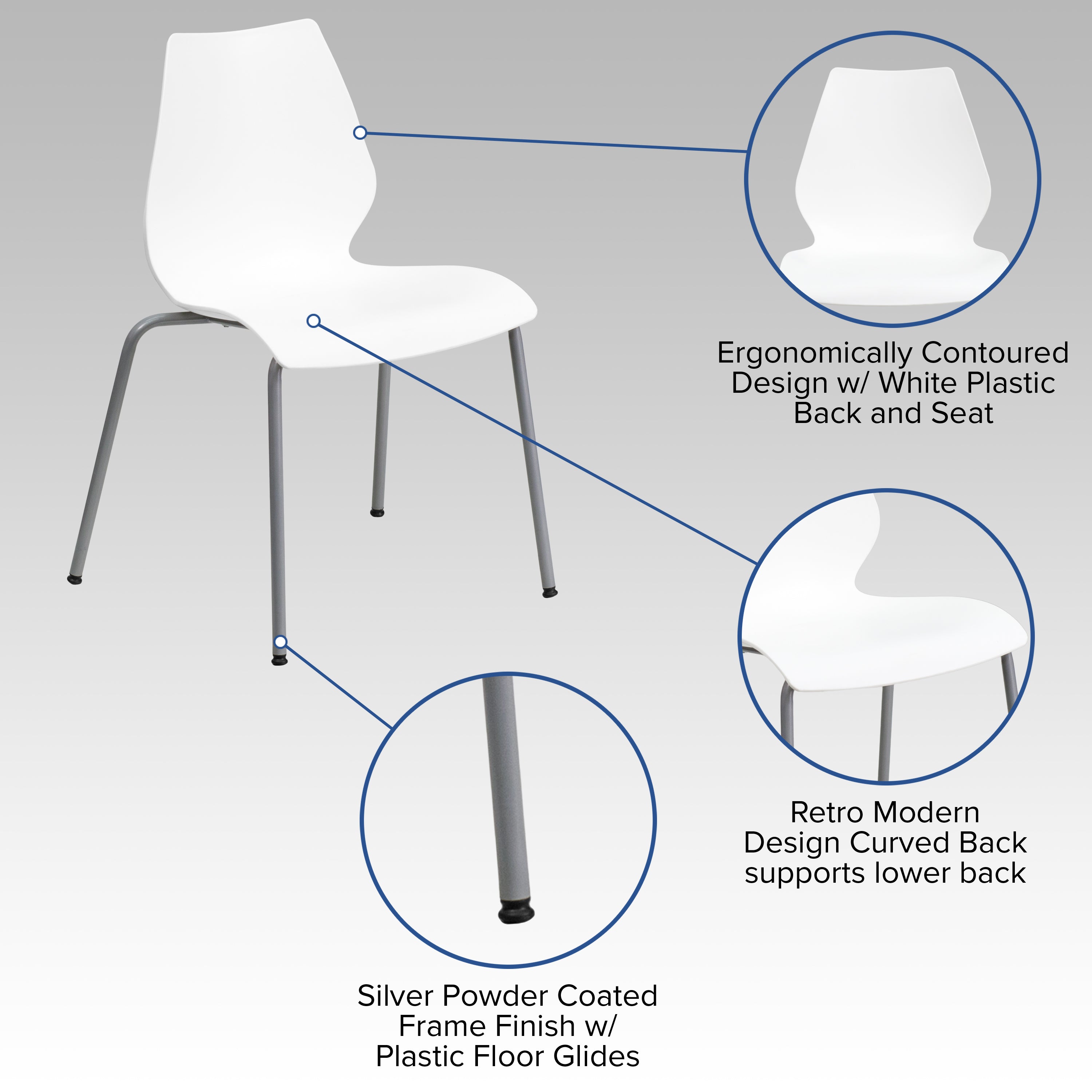 HERCULES Series 770 lb. Capacity Stack Chair with Lumbar Support and Silver Frame-Plastic Stack Chair-Flash Furniture-Wall2Wall Furnishings