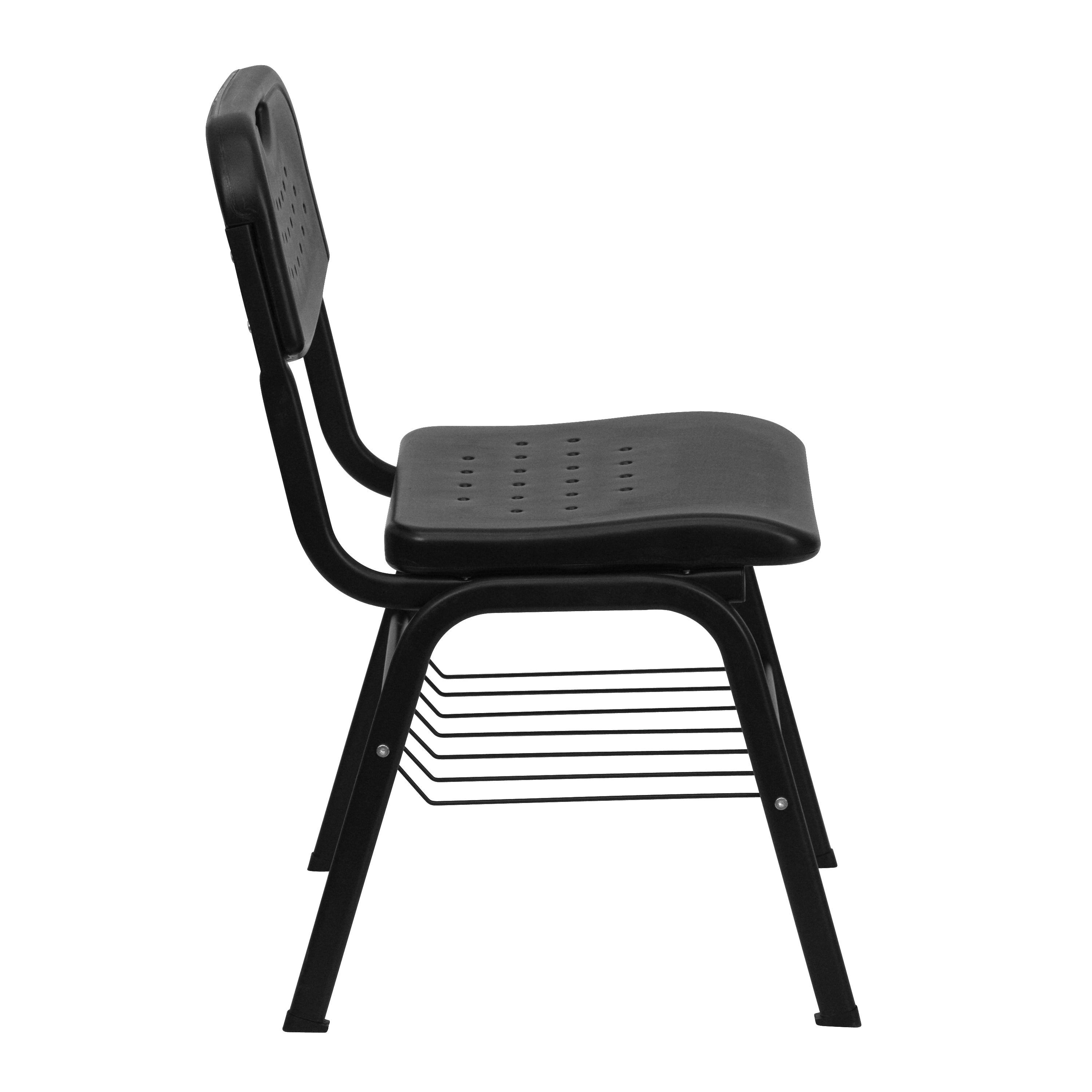 HERCULES Series 880 lb. Capacity Plastic Chair with Book Basket-Student Desk Chair-Flash Furniture-Wall2Wall Furnishings