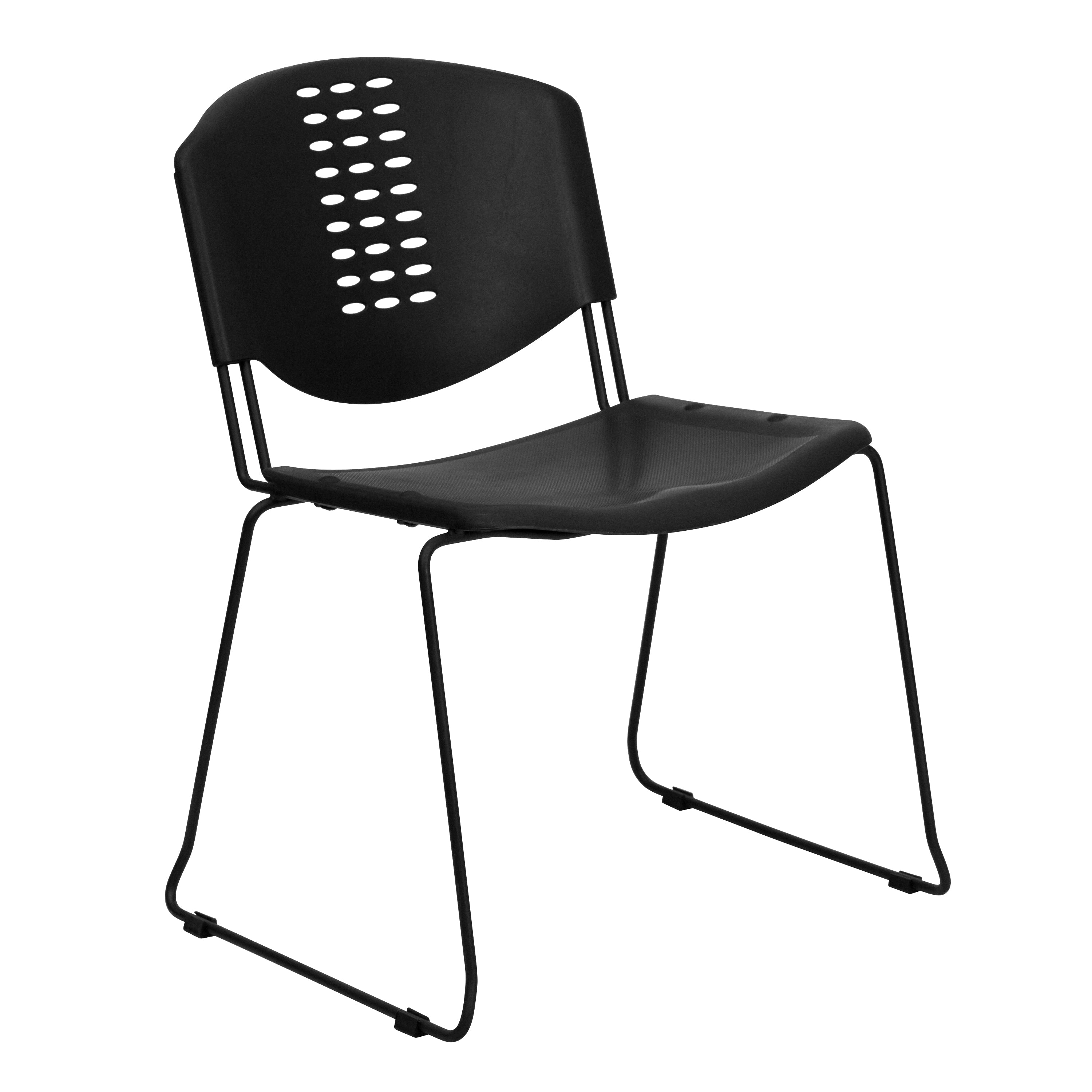HERCULES Series 400 lb. Capacity Plastic Stack Chair with Black Frame-Plastic Stack Chair-Flash Furniture-Wall2Wall Furnishings