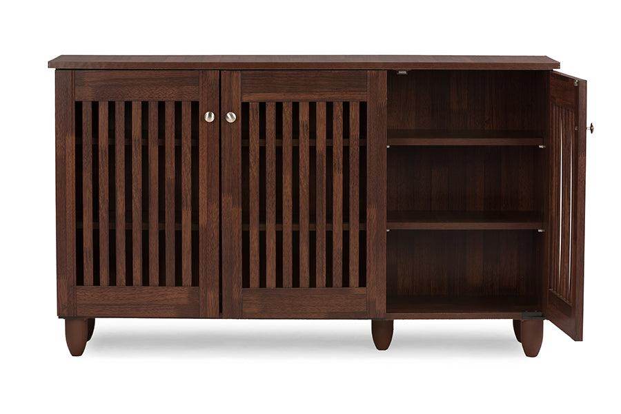 Fernanda Modern and Contemporary 3-Door Wooden Entryway Shoes Storage Wide Cabinet