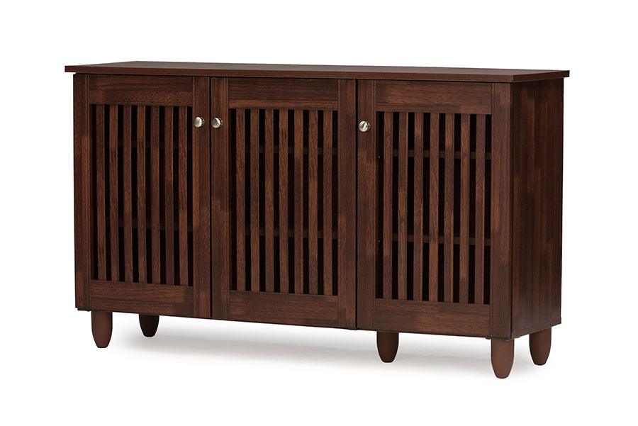 Fernanda Modern and Contemporary 3-Door Wooden Entryway Shoes Storage Wide Cabinet