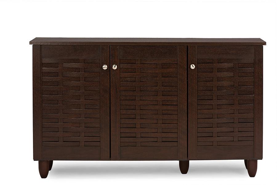 Winda Modern and Contemporary 3-Door Wooden Entryway Shoes Storage Cabinet