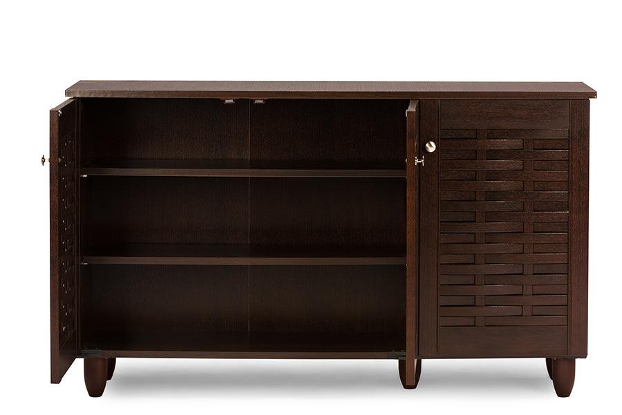 Winda Modern and Contemporary 3-Door Wooden Entryway Shoes Storage Cabinet