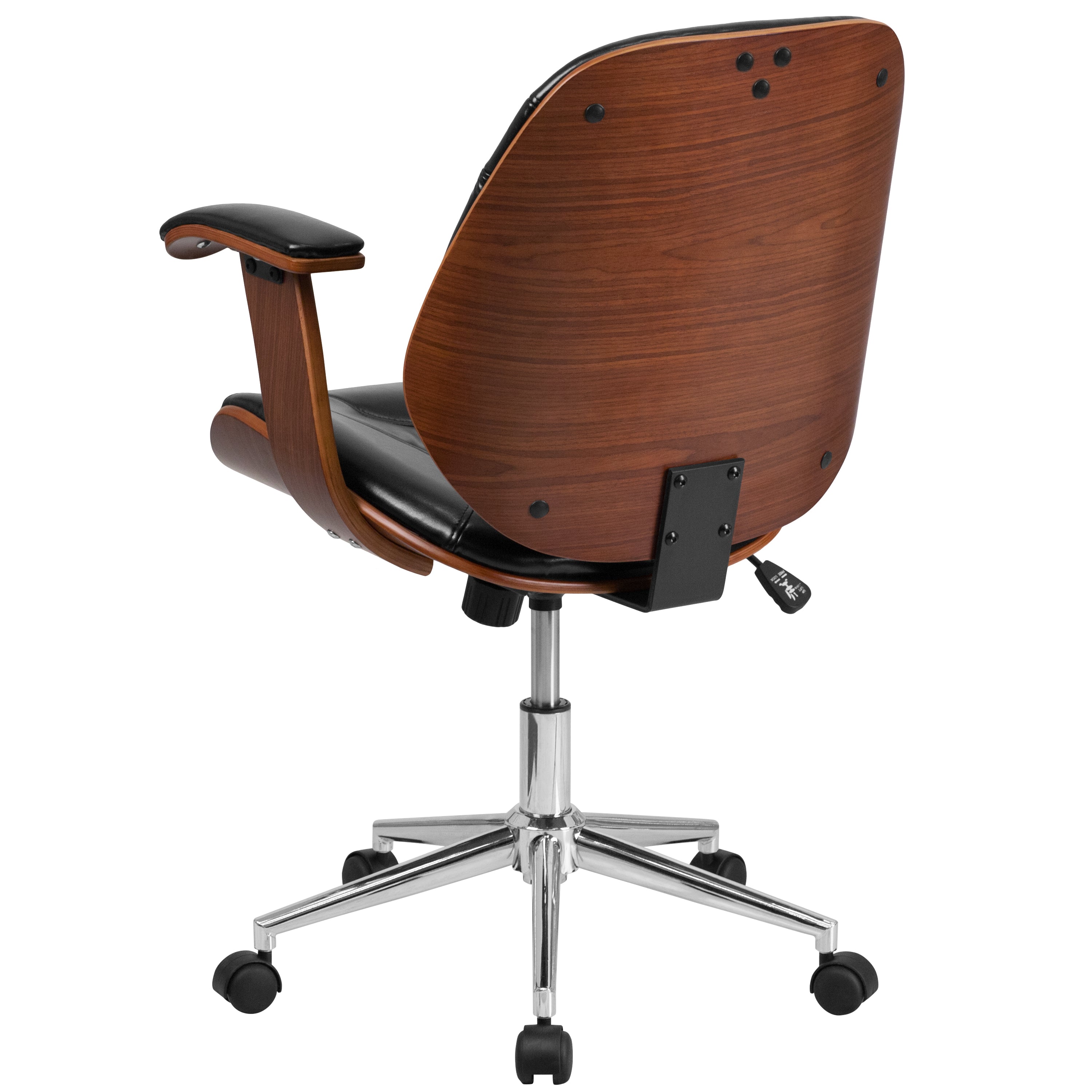 Mid-Back LeatherSoft Executive Ergonomic Wood Swivel Office Chair with Arms-Office Chair-Flash Furniture-Wall2Wall Furnishings