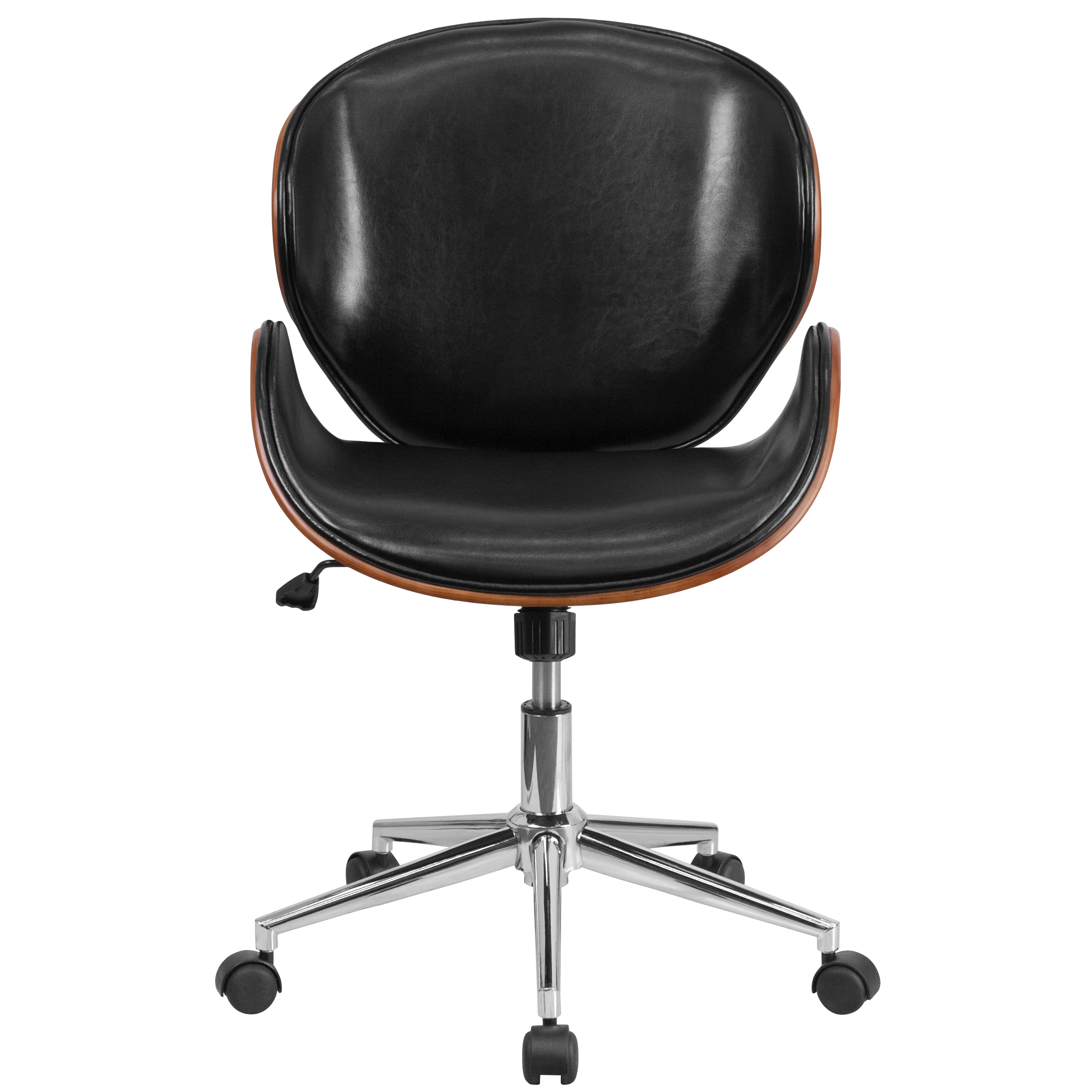Mid-Back Wood Conference Office Chair with LeatherSoft Seat