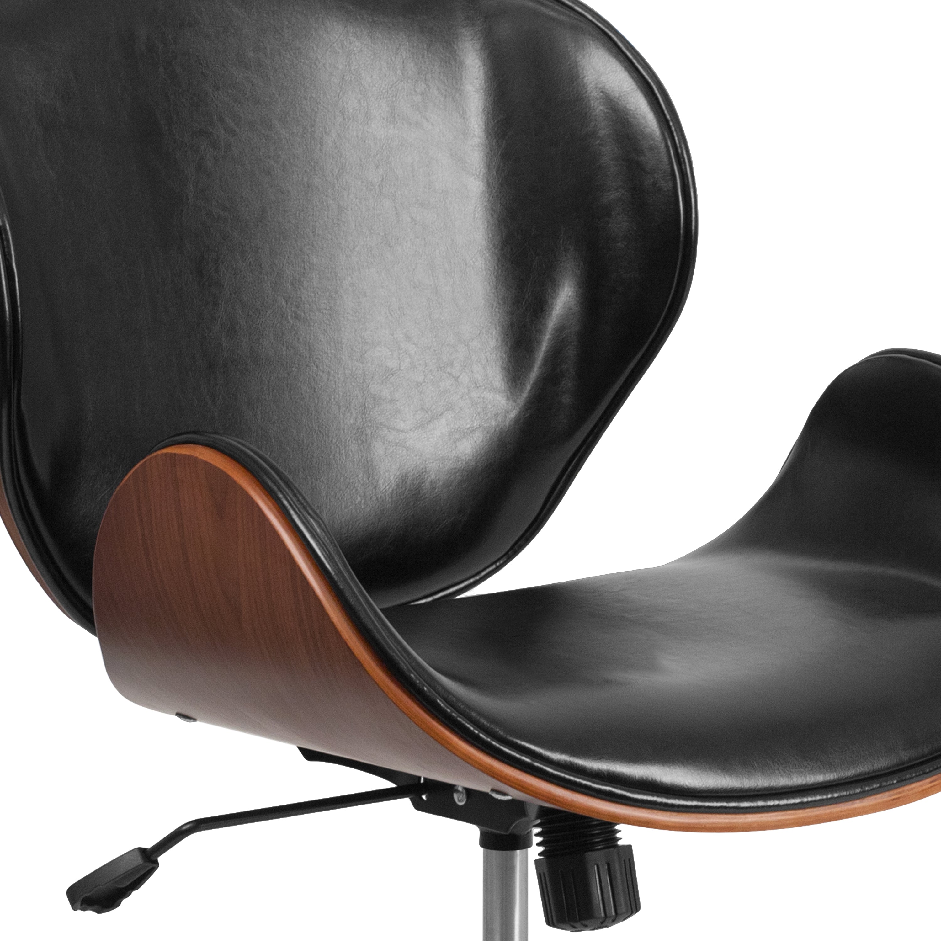 Mid-Back Wood Conference Office Chair with LeatherSoft Seat