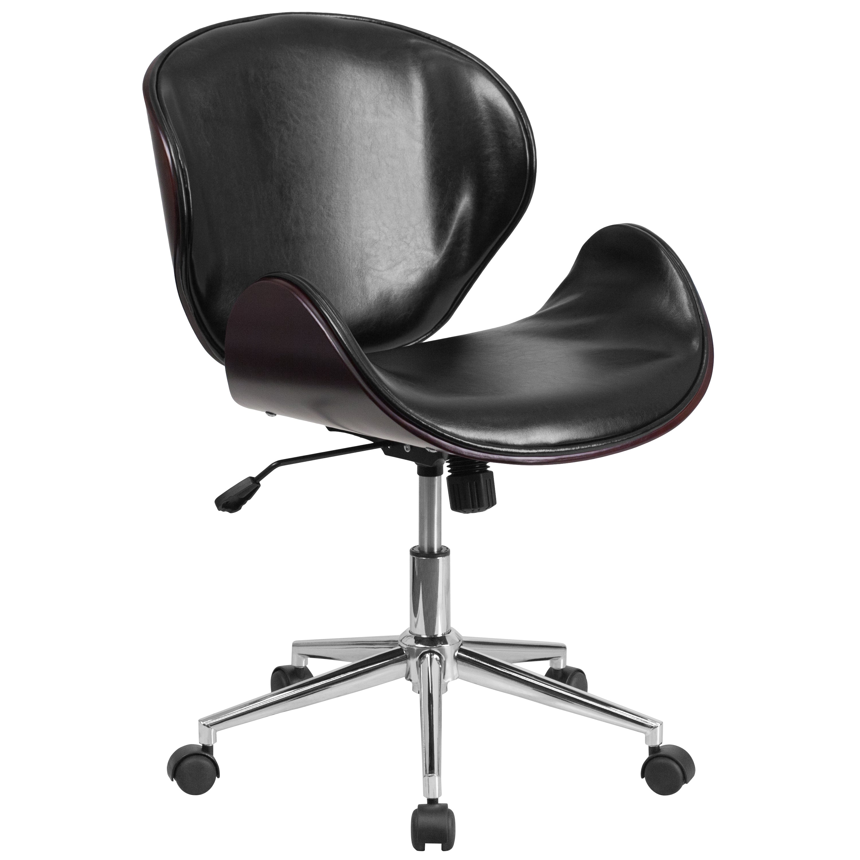 Mid-Back Wood Conference Office Chair with LeatherSoft Seat-Office Chair-Flash Furniture-Wall2Wall Furnishings