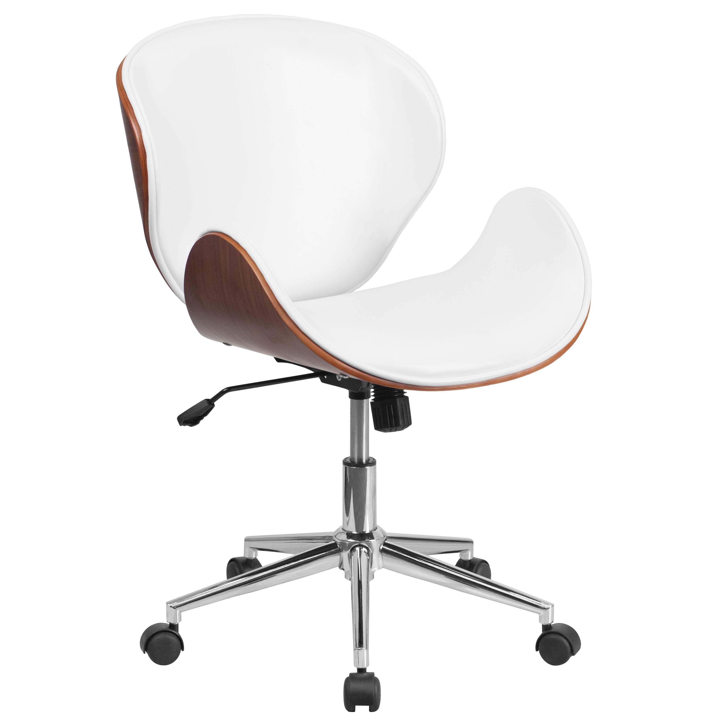 Mid-Back Wood Conference Office Chair with LeatherSoft Seat-Office Chair-Flash Furniture-Wall2Wall Furnishings