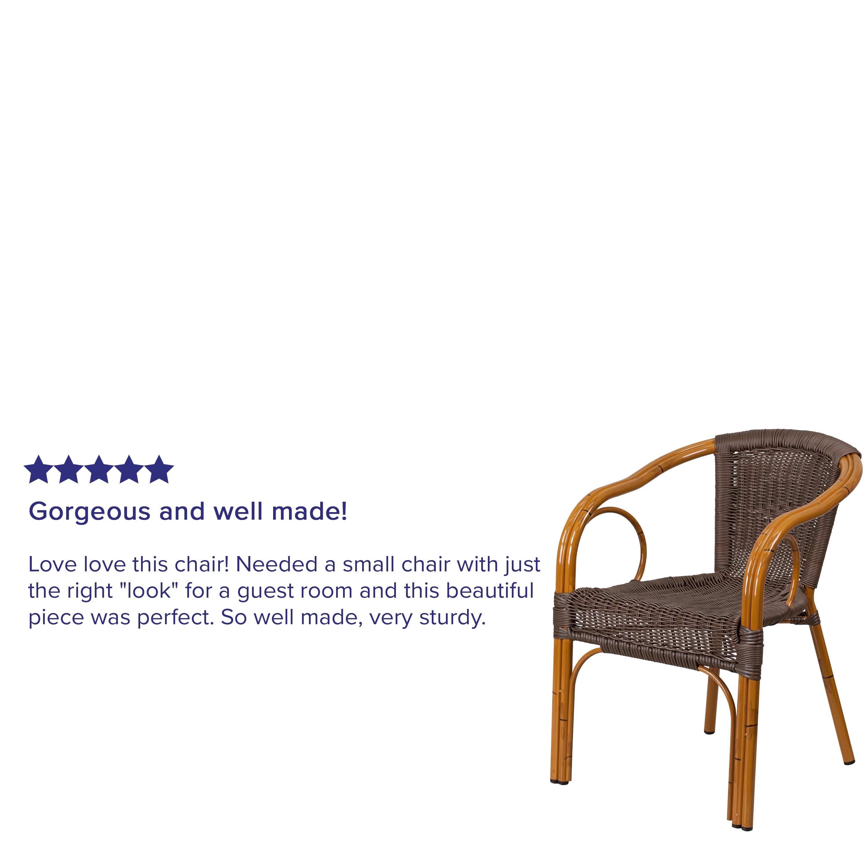 Cadiz Series Rattan Restaurant Patio Chair with Bamboo-Aluminum Frame-Outdoor Chair-Flash Furniture-Wall2Wall Furnishings