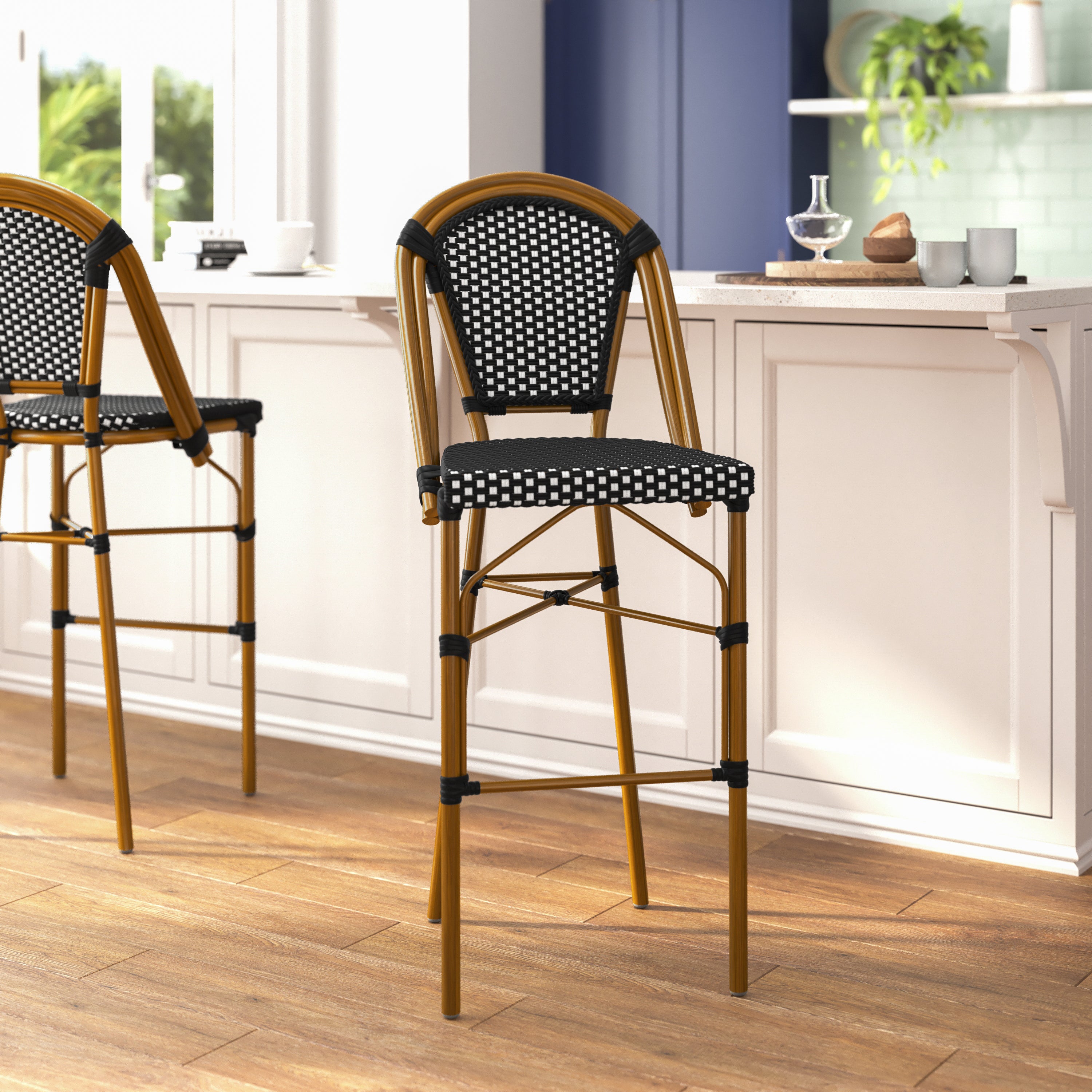 Bordeaux Stackable Indoor/Outdoor Bistro 30" High Bar Height Stool