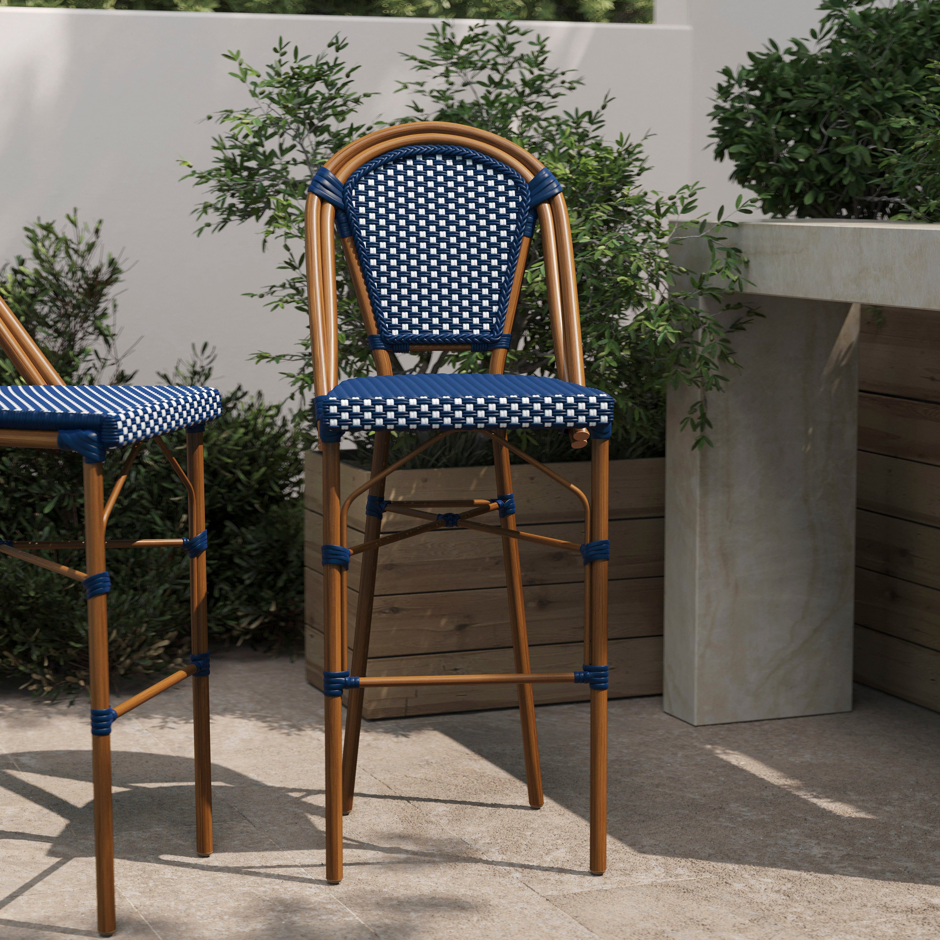 Bordeaux Stackable Indoor/Outdoor Bistro 30" High Bar Height Stool