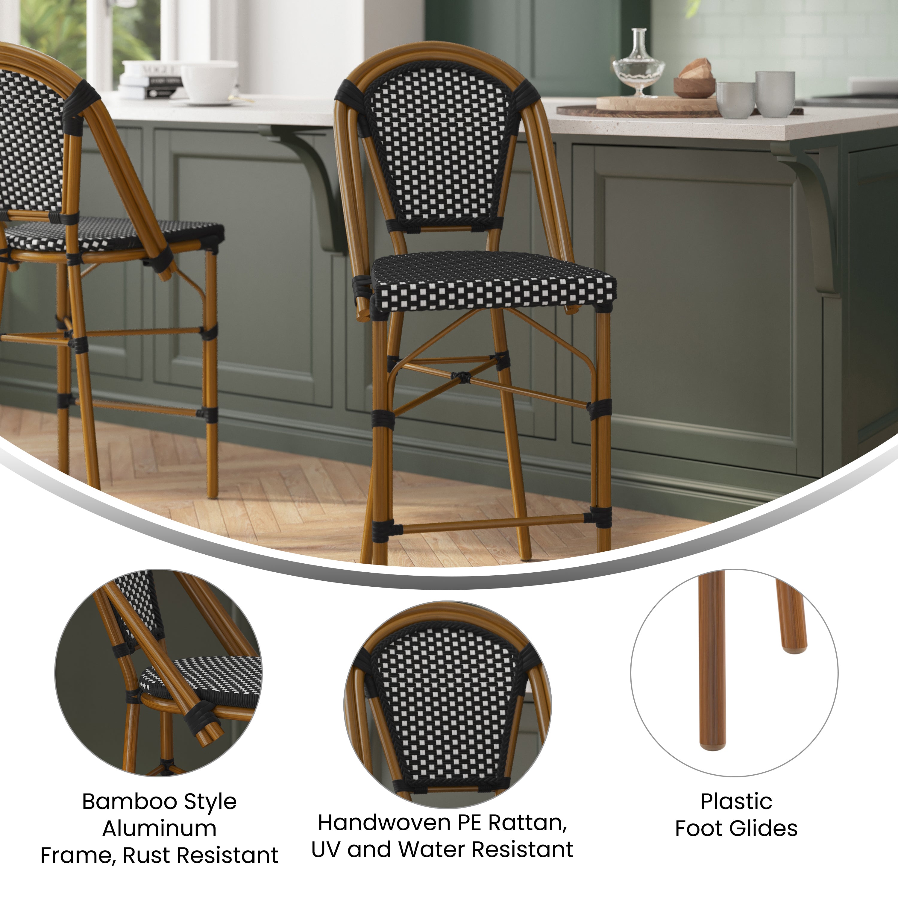 Bordeaux Stackable Indoor/Outdoor Bistro 26" High Counter Height Stool