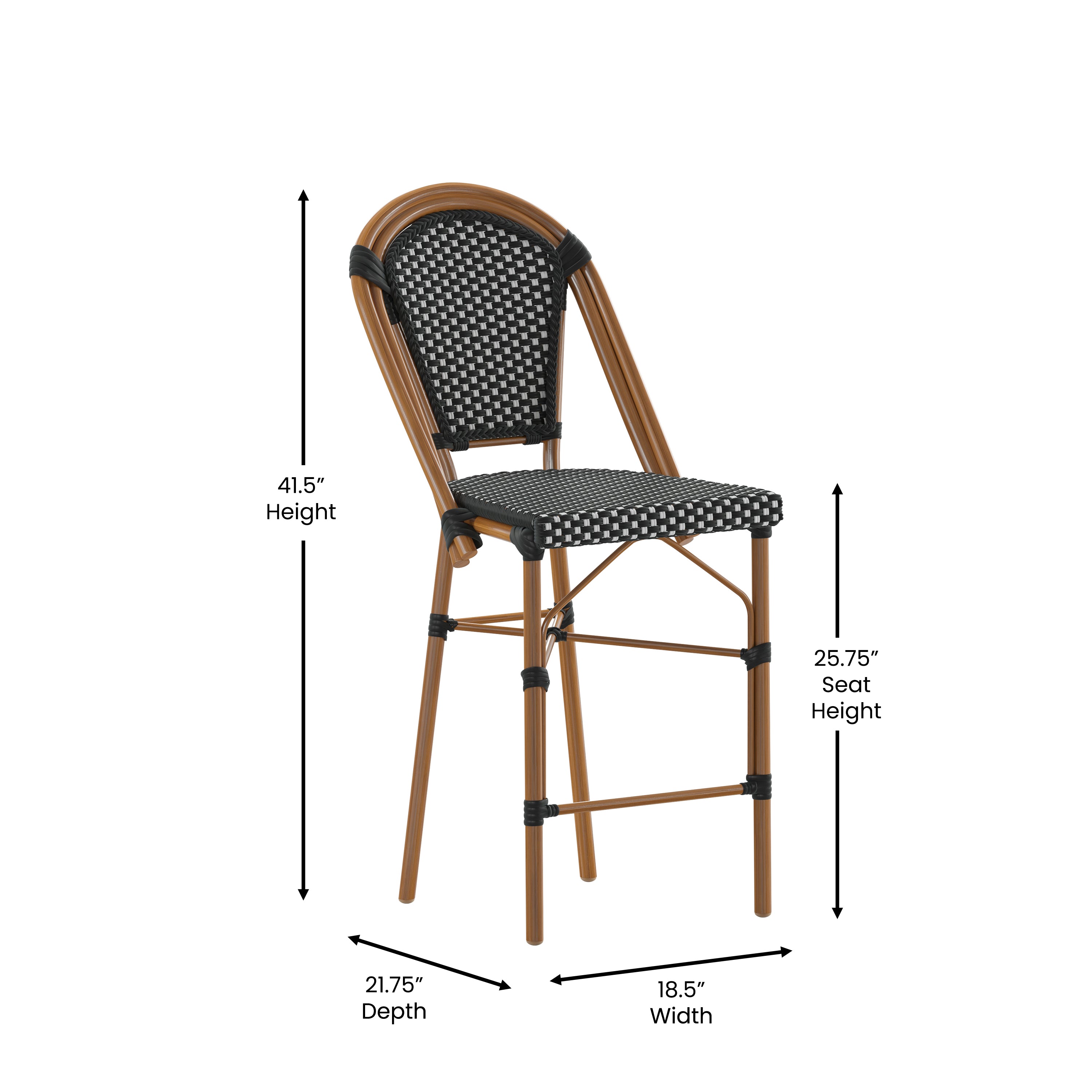 Bordeaux Stackable Indoor/Outdoor Bistro 26" High Counter Height Stool