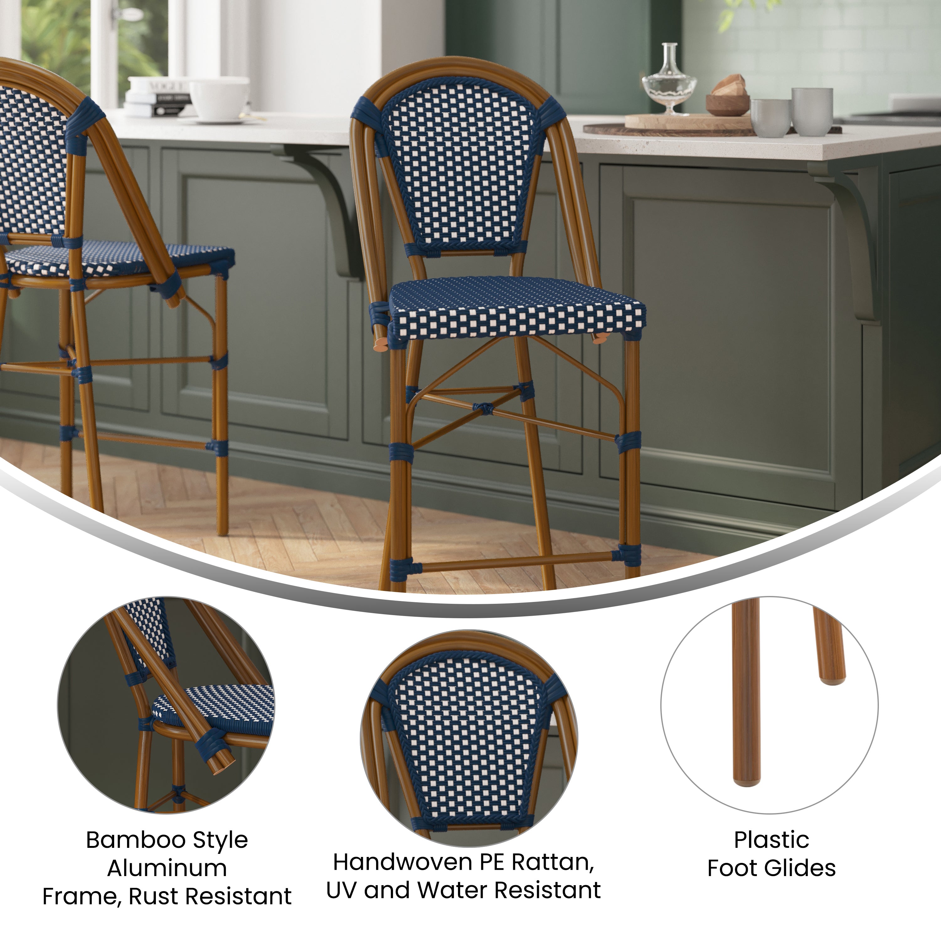 Bordeaux Stackable Indoor/Outdoor Bistro 26" High Counter Height Stool