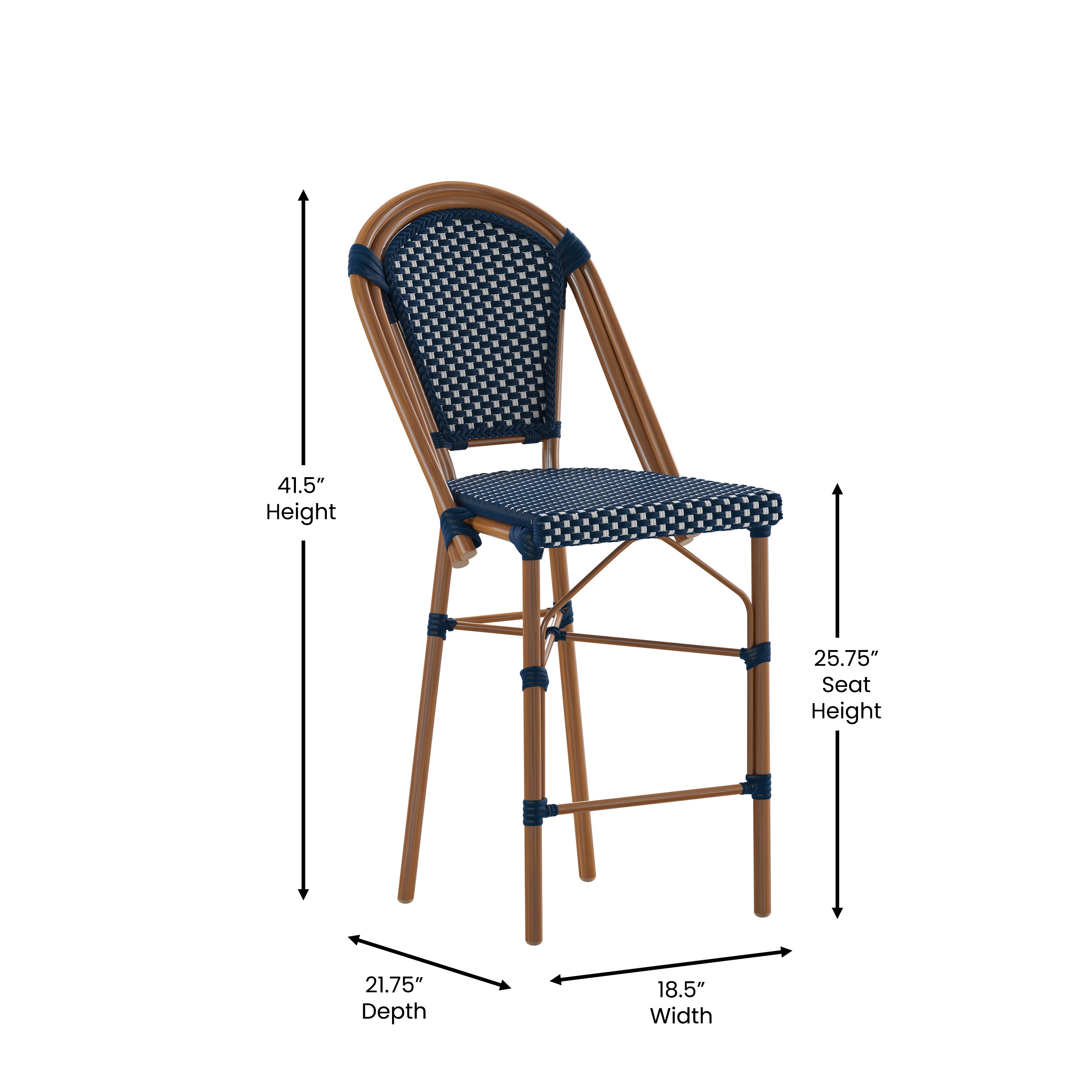 Bordeaux Stackable Indoor/Outdoor Bistro 26" High Counter Height Stool