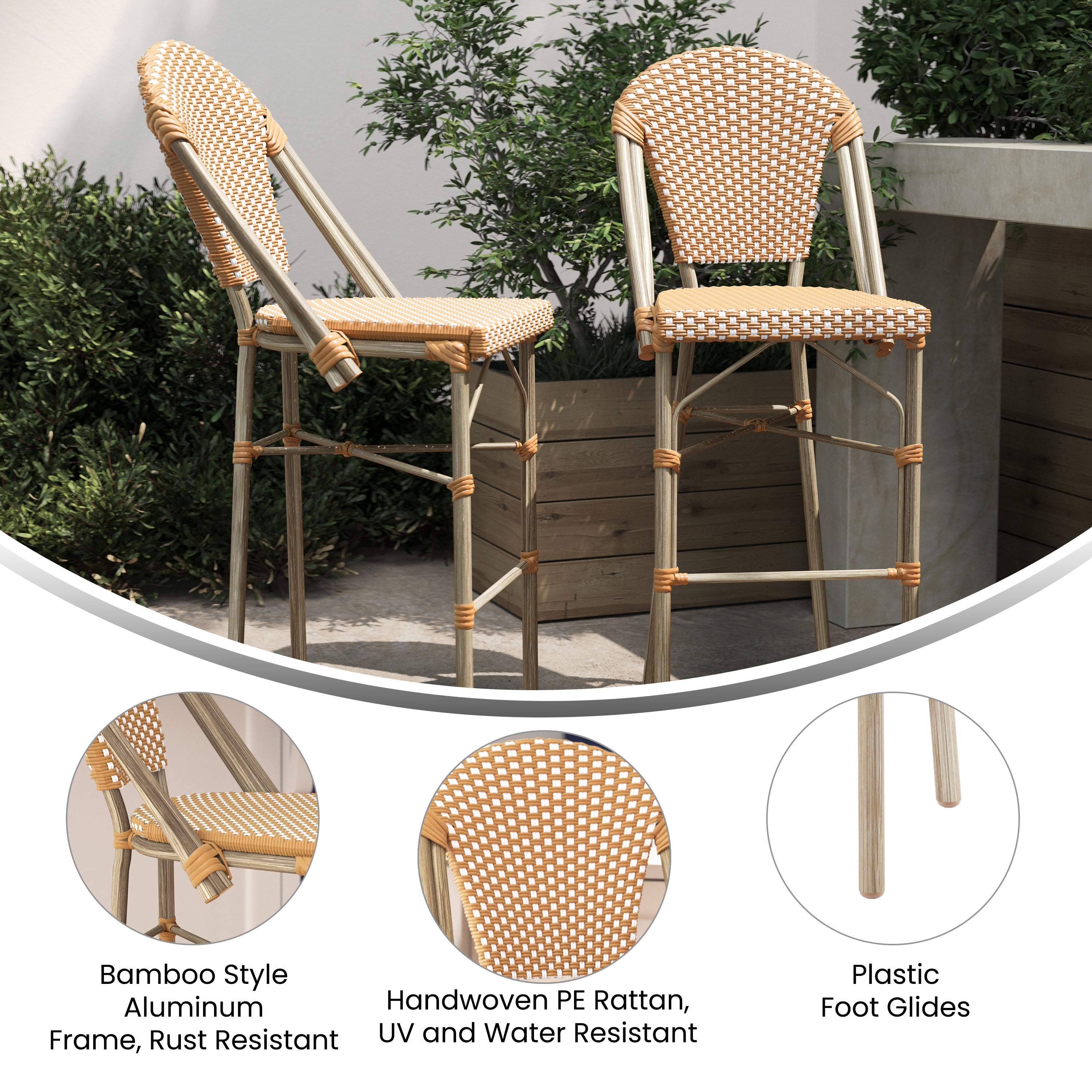 Lourdes Stackable Indoor/Outdoor Bistro 30" High Bar Height Stool