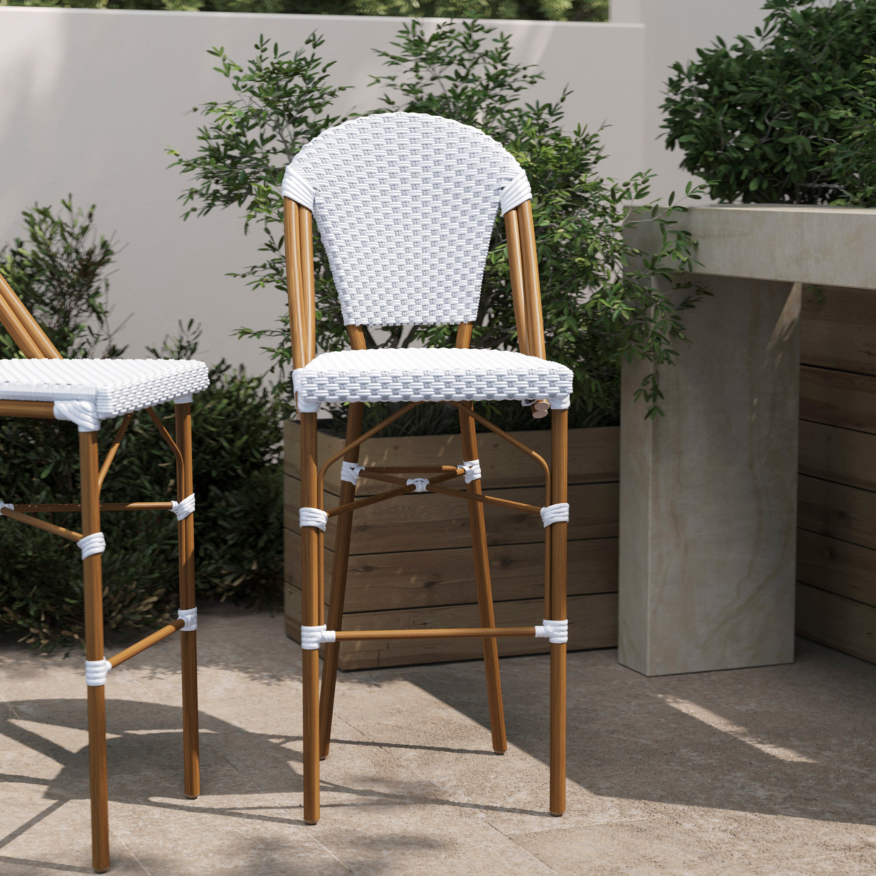 Lourdes Stackable Indoor/Outdoor Bistro 30" High Bar Height Stool