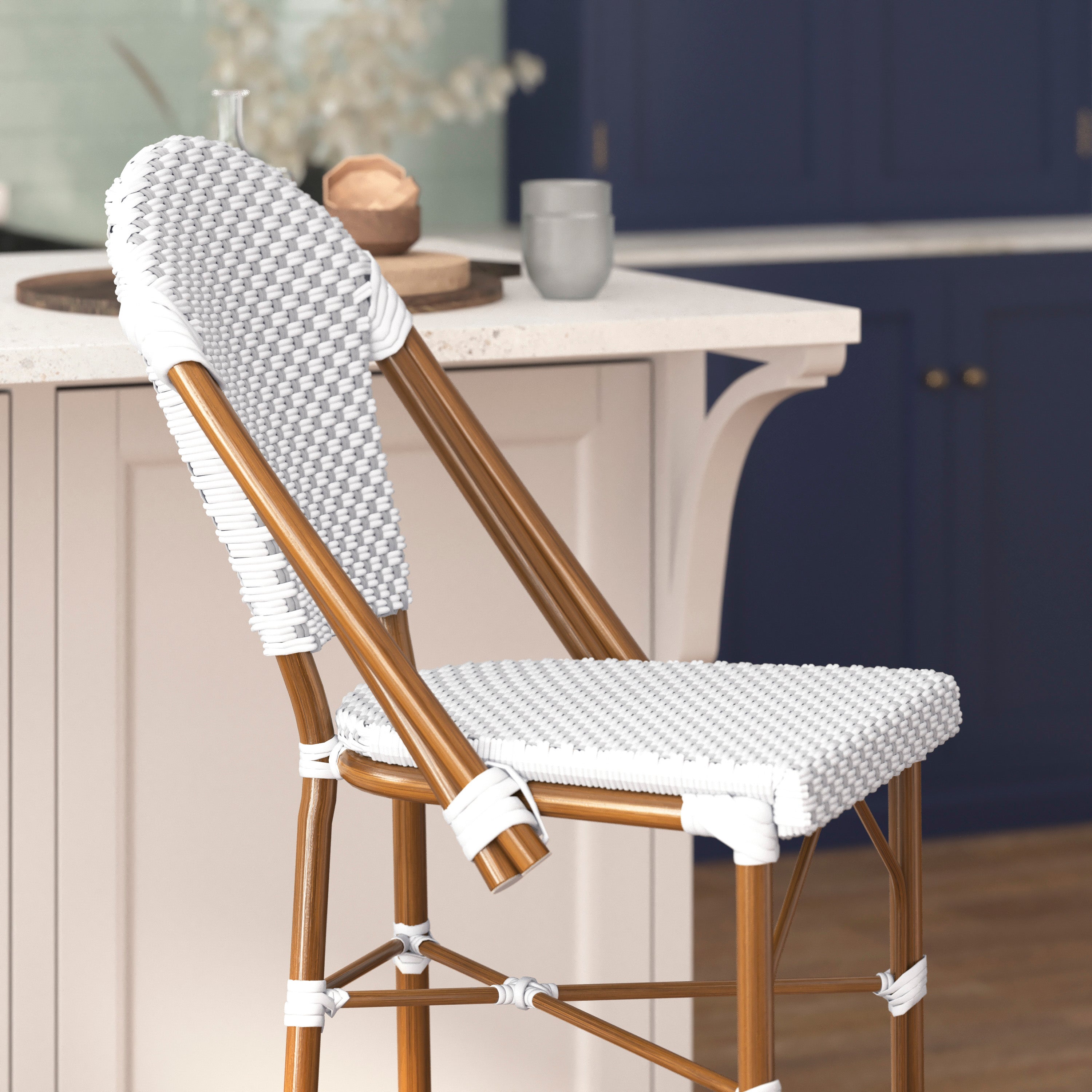 Lourdes Stackable Indoor/Outdoor Bistro 30" High Bar Height Stool