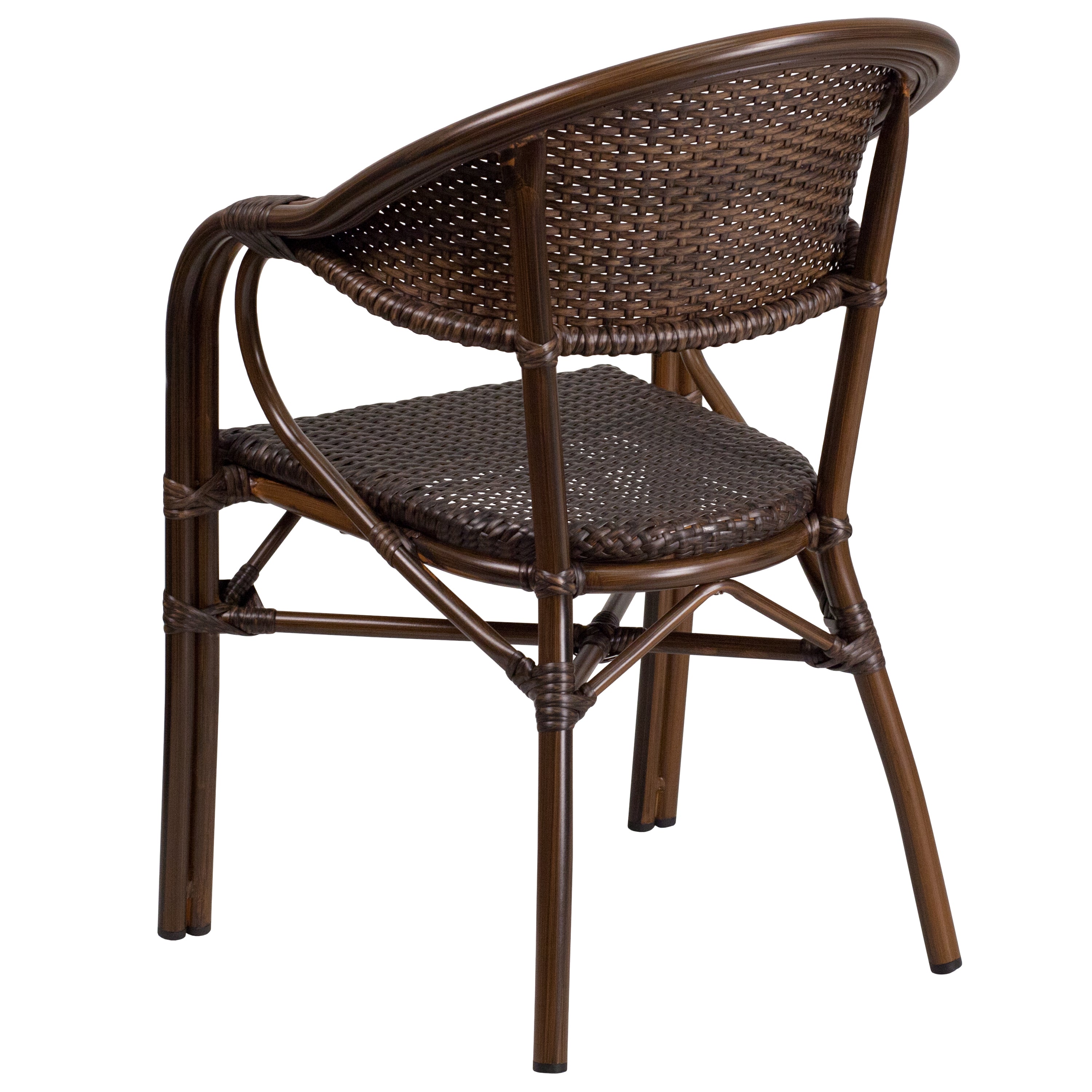 Milano Series Rattan Restaurant Patio Chair with Bamboo-Aluminum Frame-Outdoor Chair-Flash Furniture-Wall2Wall Furnishings