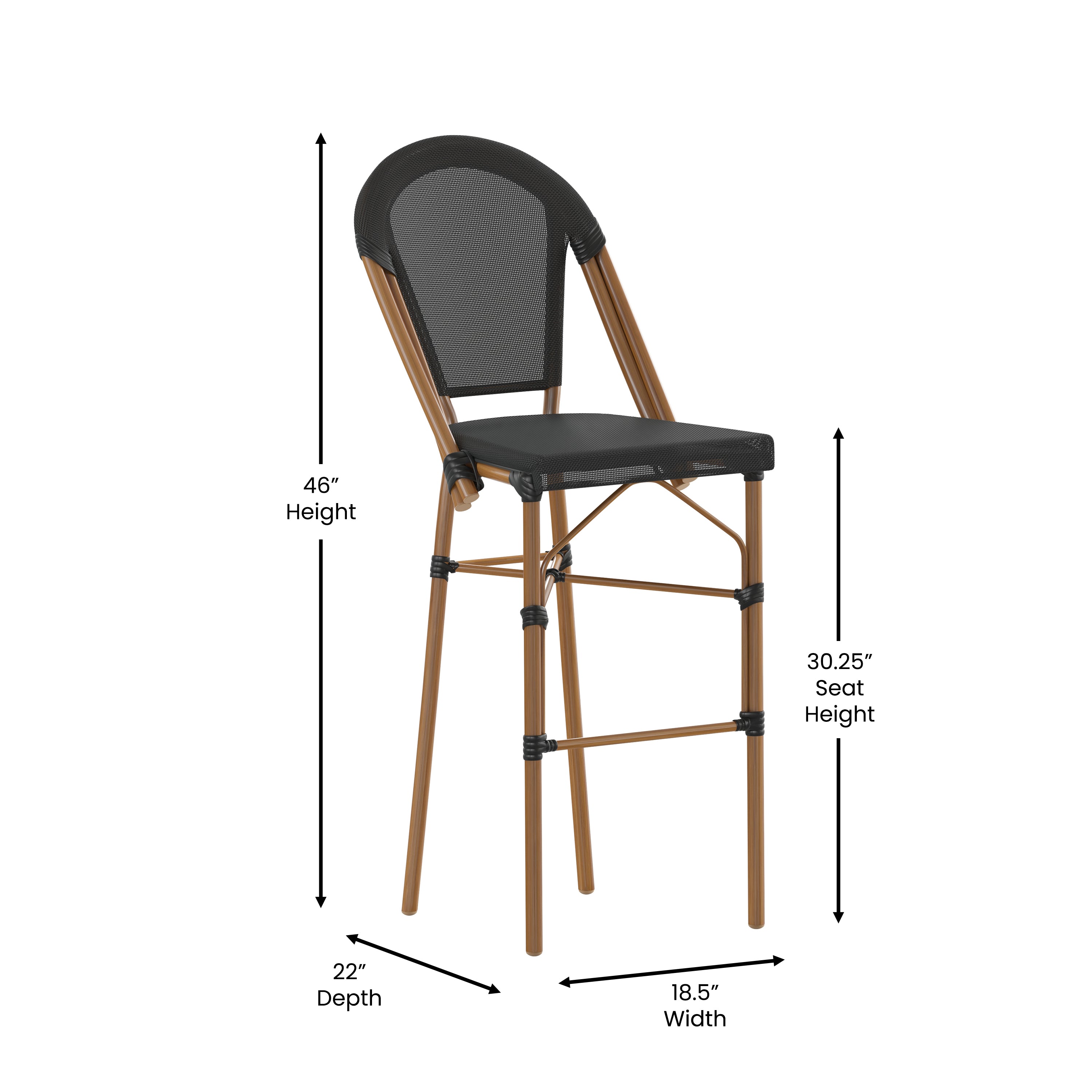 Marseille Stackable Indoor/Outdoor Bistro 30" High Barstool,