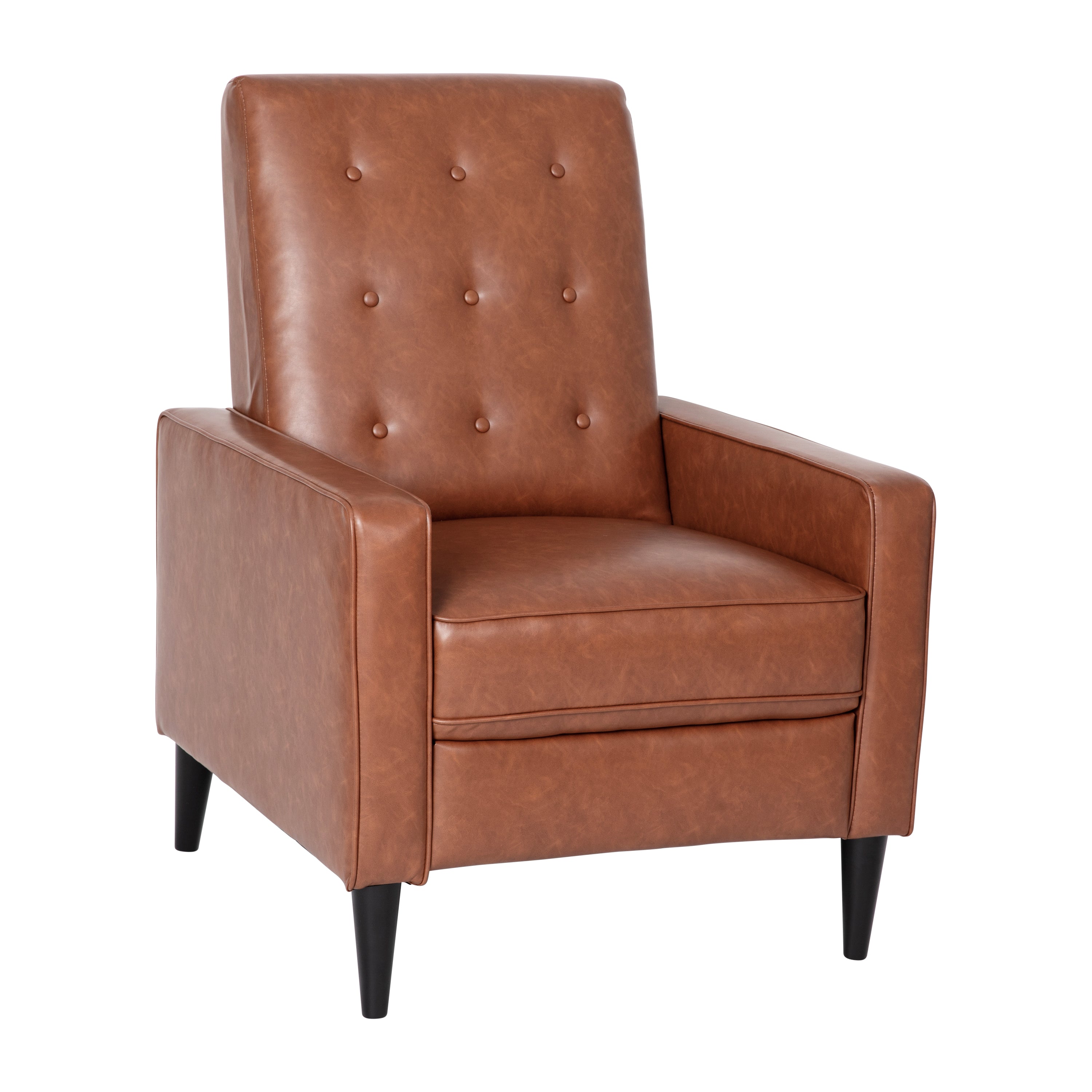 Ezra Mid-Century Modern Upholstered Button Tufted Pushback Recliner for Residential & Commercial Use