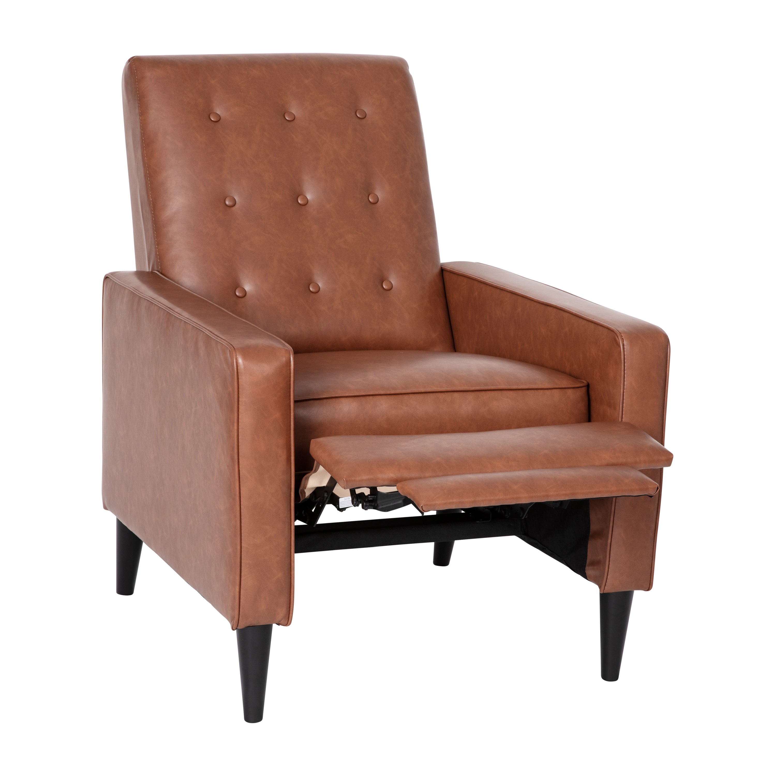 Ezra Mid-Century Modern Upholstered Button Tufted Pushback Recliner for Residential & Commercial Use