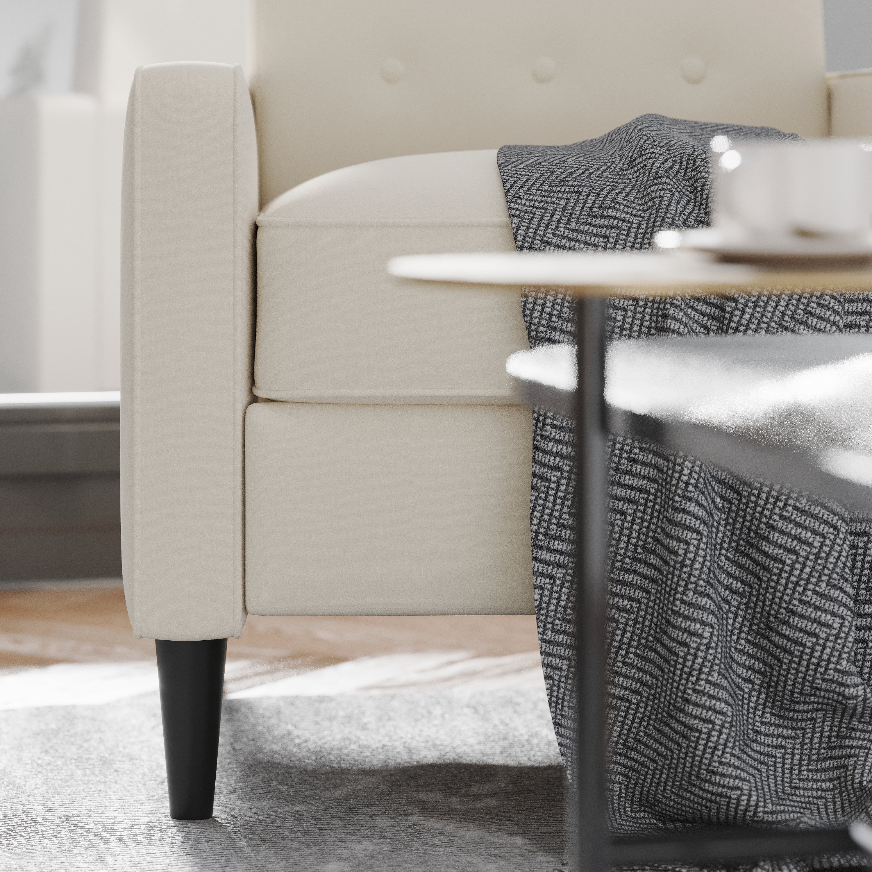 Ezra Mid-Century Modern Upholstered Button Tufted Pushback Recliner for Residential & Commercial Use