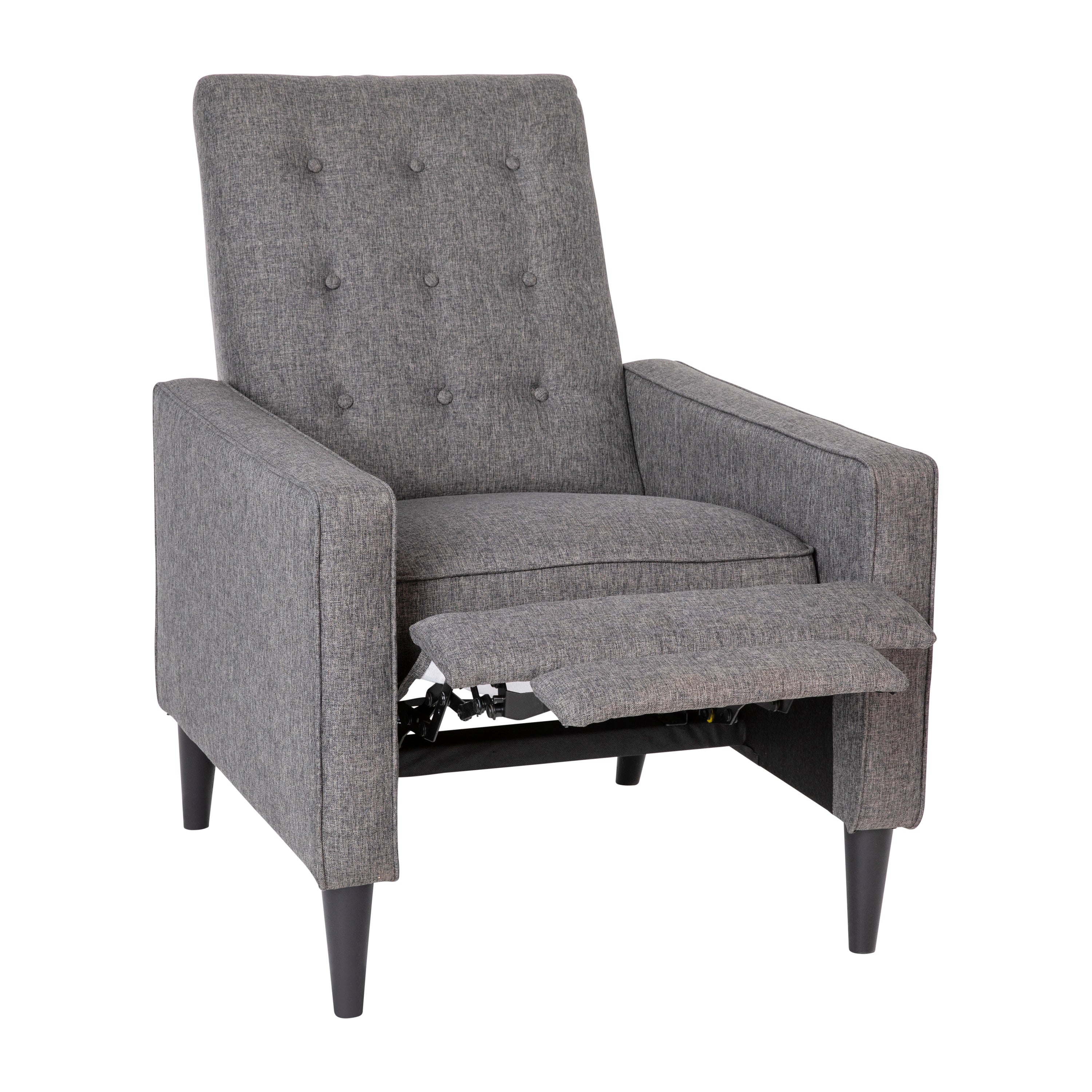 Ezra Mid-Century Modern Upholstered Button Tufted Pushback Recliner for Residential & Commercial Use