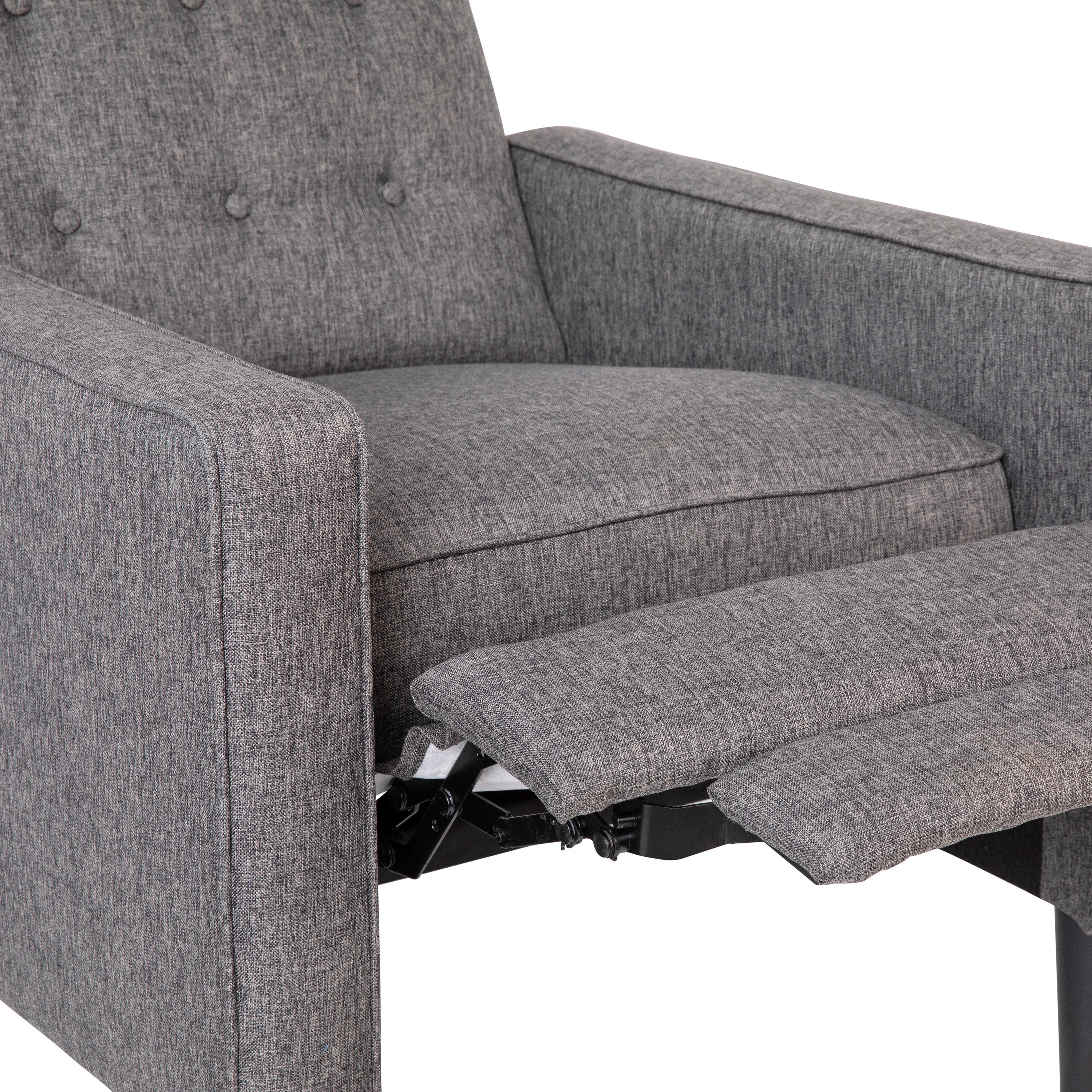 Ezra Mid-Century Modern Upholstered Button Tufted Pushback Recliner for Residential & Commercial Use