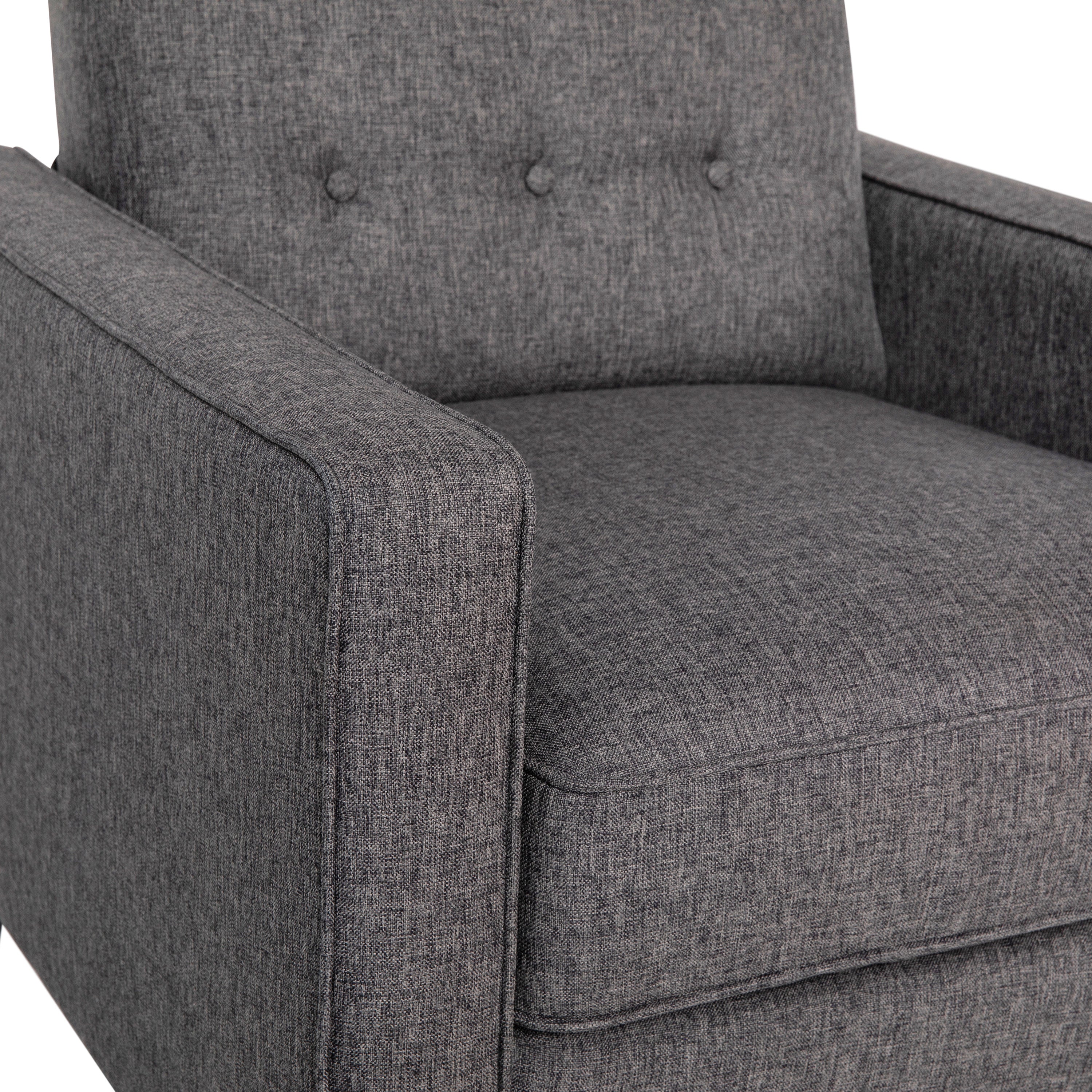 Ezra Mid-Century Modern Upholstered Button Tufted Pushback Recliner for Residential & Commercial Use