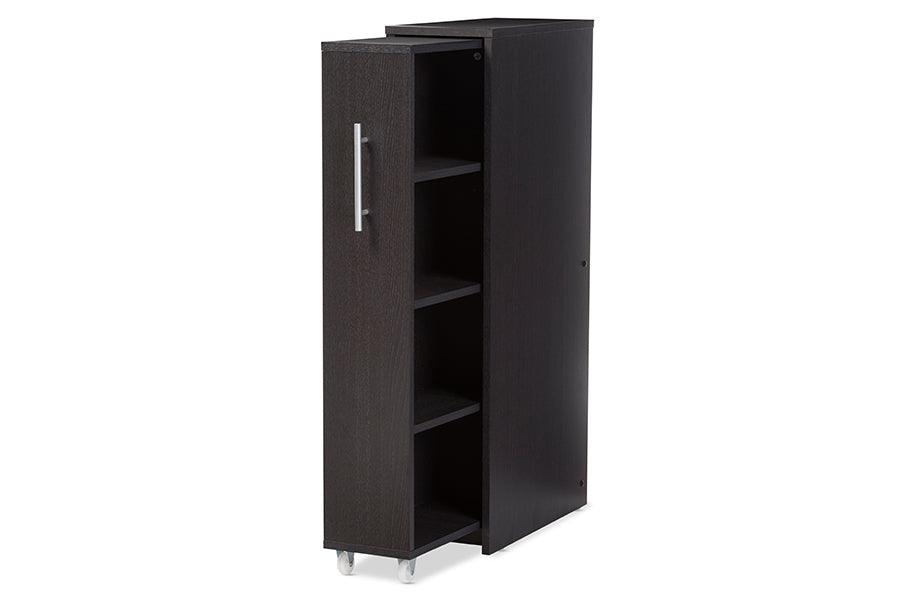 Lindo Wood Bookcase with One Pulled-out Door Shelving Cabinet